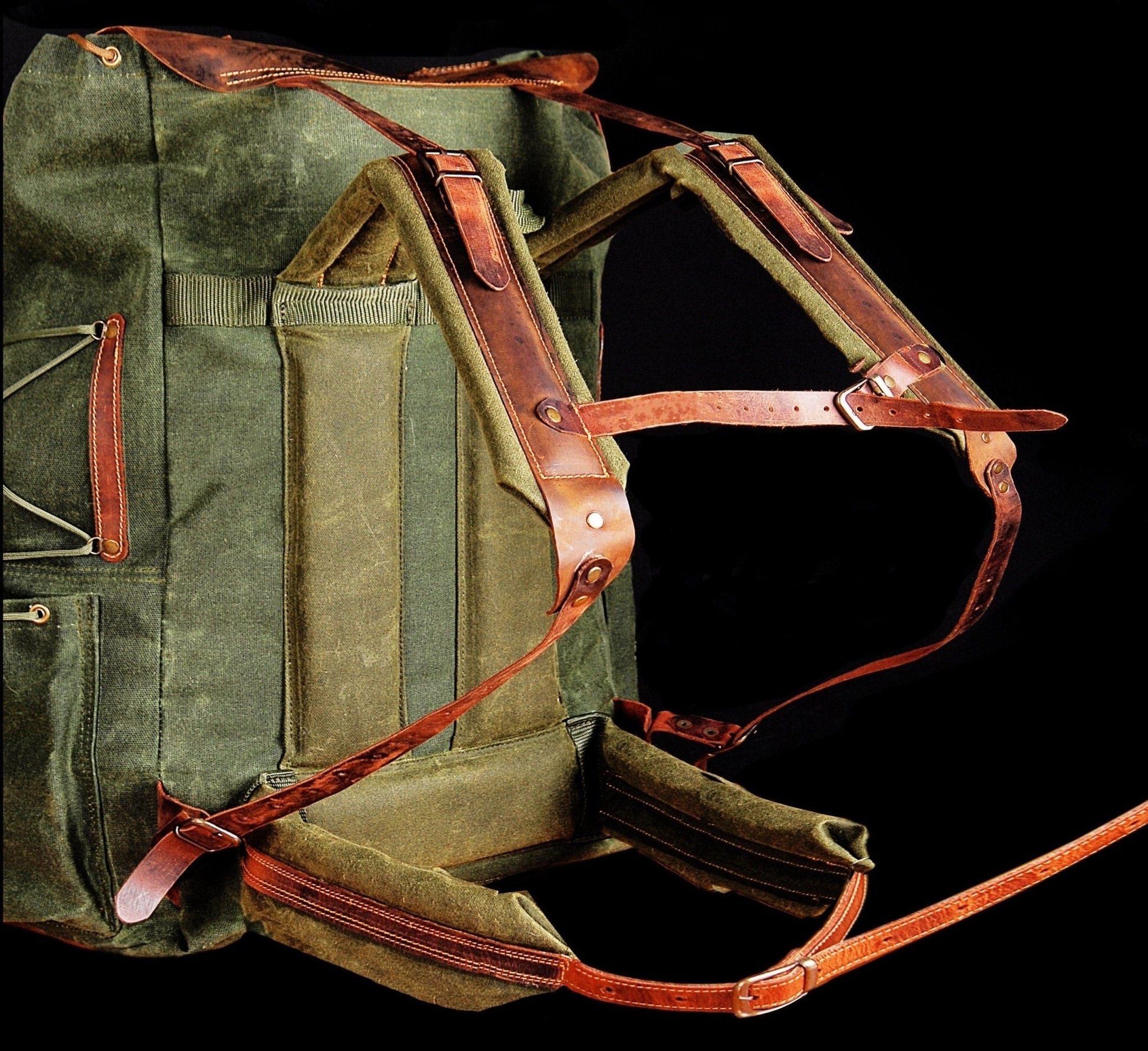 Model Name : Artemis Template | Custom Leather-Canvas Backpack with Canvas Flap, You can Redesign-Customize the item | 30 Liter to 80 Liter Options bushcraft backpack - camping backpack - hiking backpack 99percenthandmade   