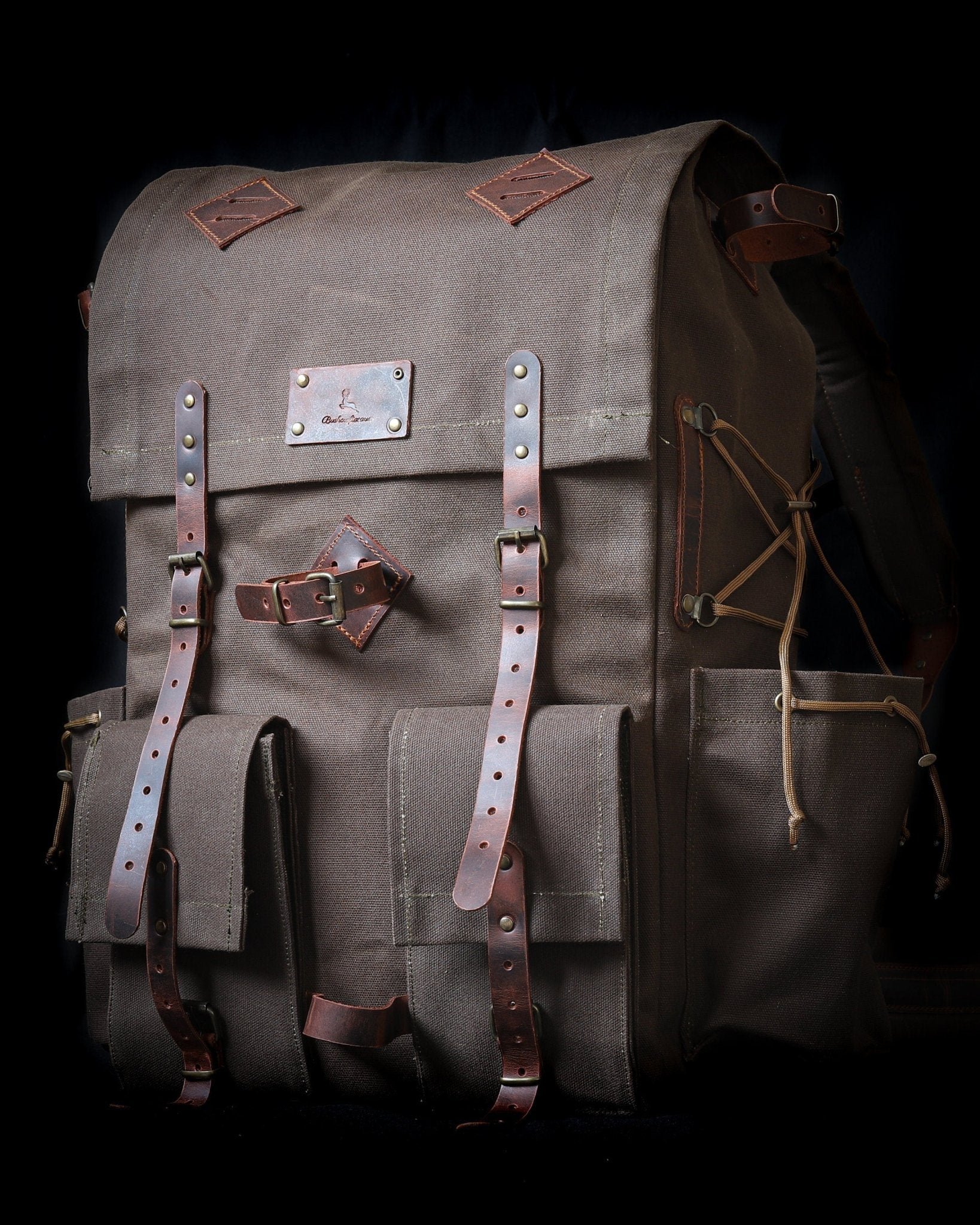 Model Name : Artemis Template | Custom Leather-Canvas Backpack with Canvas Flap, You can Redesign-Customize the item | 30 Liter to 80 Liter Options bushcraft backpack - camping backpack - hiking backpack 99percenthandmade   