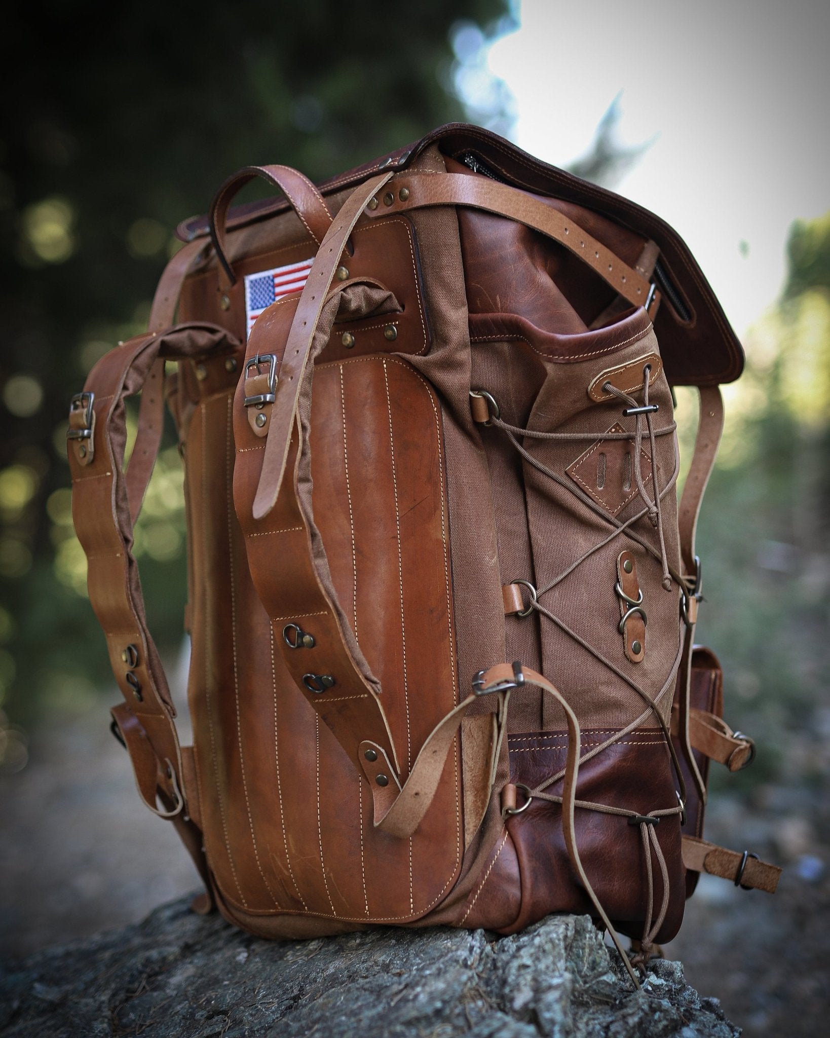 Model Name : Babylon Beige | Custom Leather-Canvas Backpack with Leather Flap, You can Redesign-Customize the item | 30 Liter to 80 Liter Options (Many variants Photos)) bushcraft - camping - hiking backpack 99percenthandmade   