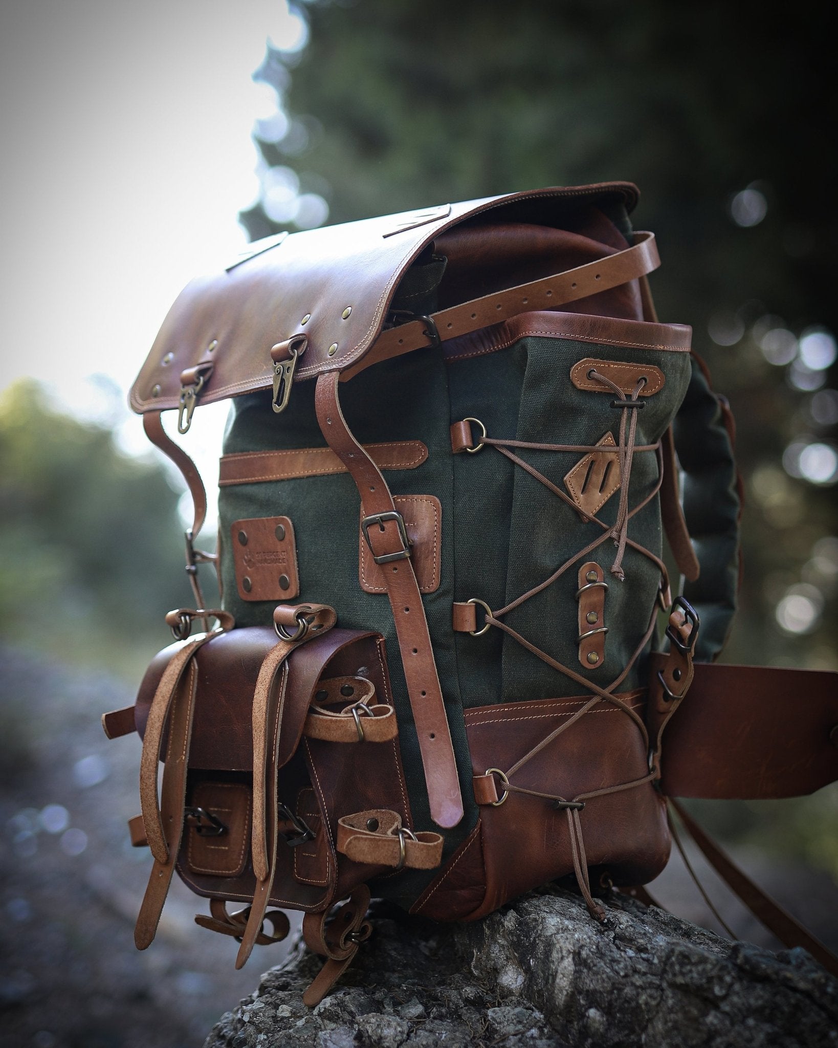 Model Name : Babylon Beige | Custom Leather-Canvas Backpack with Leather Flap, You can Redesign-Customize the item | 30 Liter to 80 Liter Options (Many variants Photos)) bushcraft - camping - hiking backpack 99percenthandmade   