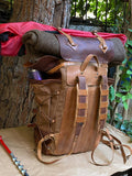 Model Name : Babylon Beige | Custom Leather-Canvas Backpack with Leather Flap, You can Redesign-Customize the item | 30 Liter to 80 Liter Options (Many variants Photos)) bushcraft - camping - hiking backpack 99percenthandmade   