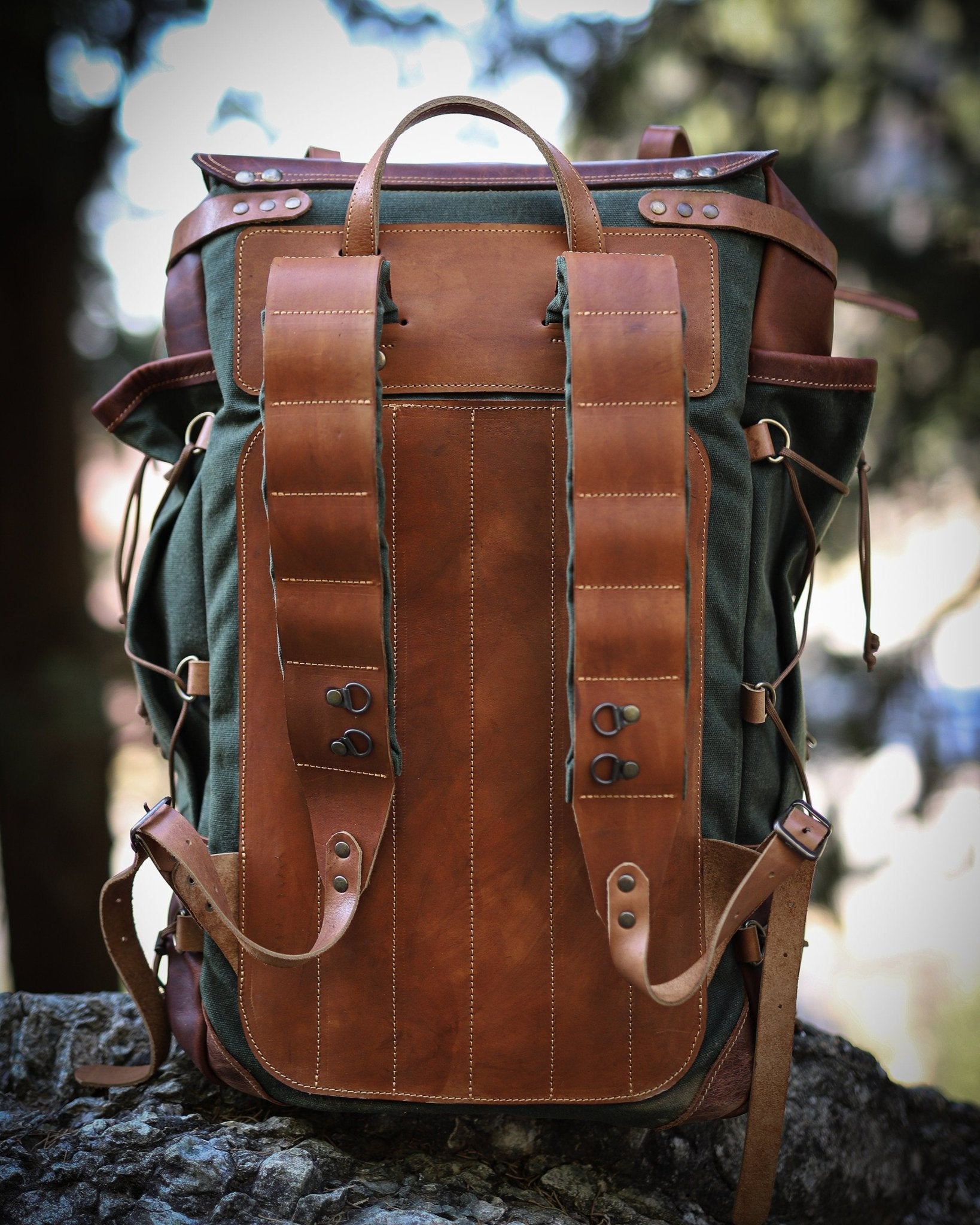 Model Name : Babylon Beige | Custom Leather-Canvas Backpack with Leather Flap, You can Redesign-Customize the item | 30 Liter to 80 Liter Options (Many variants Photos)) bushcraft - camping - hiking backpack 99percenthandmade   