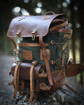 Model Name : Babylon Beige | Custom Leather-Canvas Backpack with Leather Flap, You can Redesign-Customize the item | 30 Liter to 80 Liter Options (Many variants Photos)) bushcraft - camping - hiking backpack 99percenthandmade   