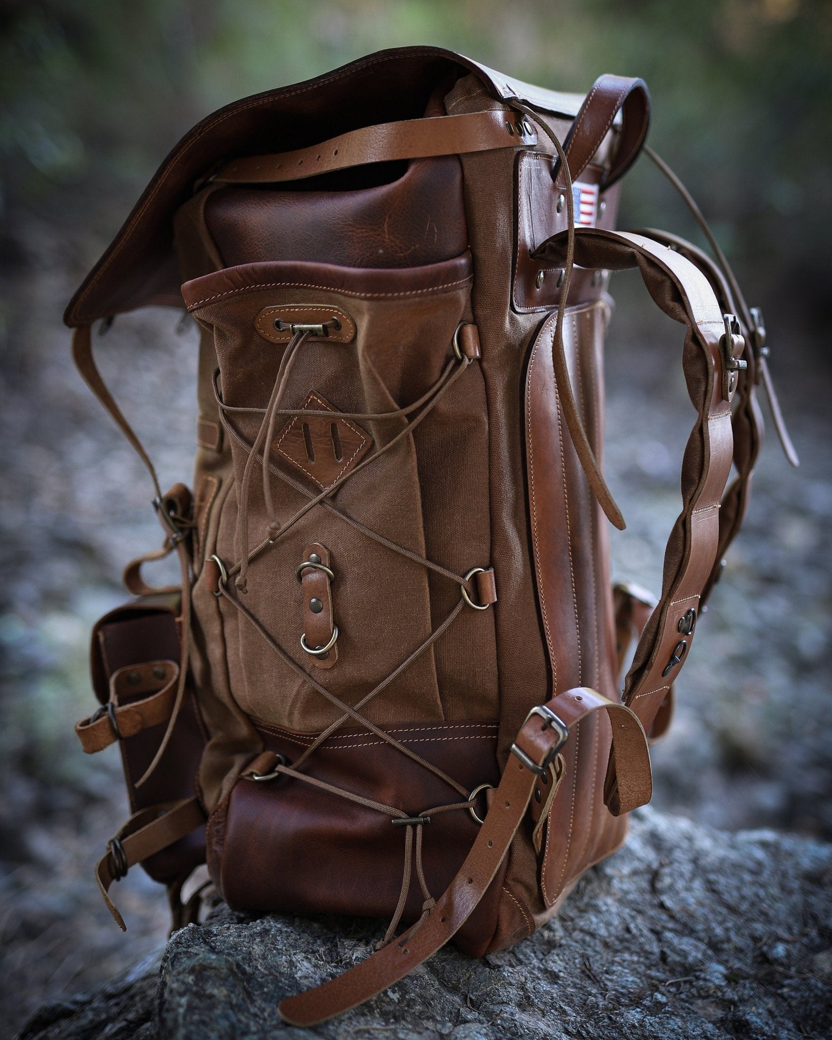 Model Name : Babylon Beige | Custom Leather-Canvas Backpack with Leather Flap, You can Redesign-Customize the item | 30 Liter to 80 Liter Options (Many variants Photos)) bushcraft - camping - hiking backpack 99percenthandmade   