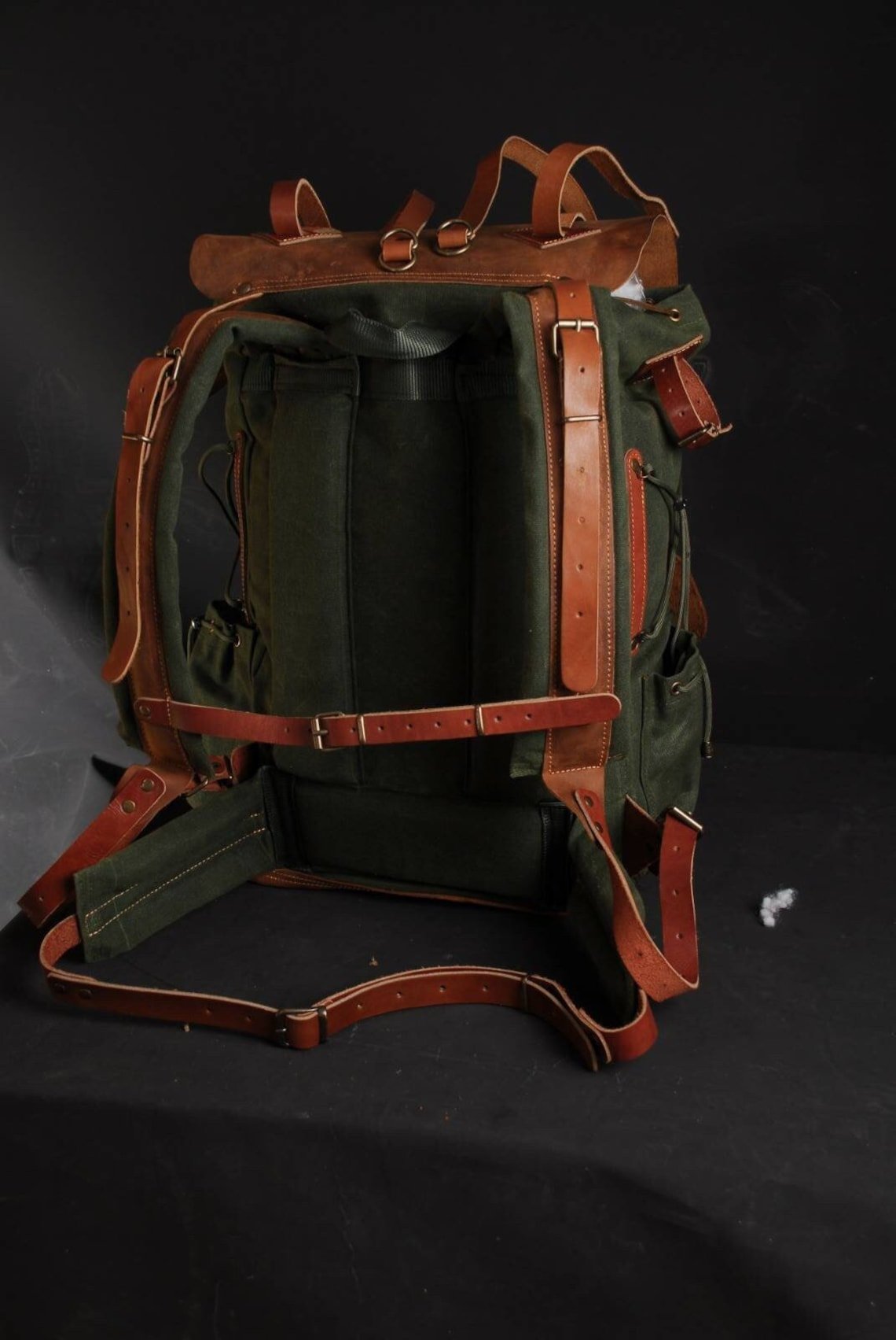 Model Name : Giza Template | Custom Leather-Canvas Backpack with Leather Flap, You can Redesign-Customize the item | 30 Liter to 80 Liter Options bushcraft - camping - hiking backpack 99percenthandmade   