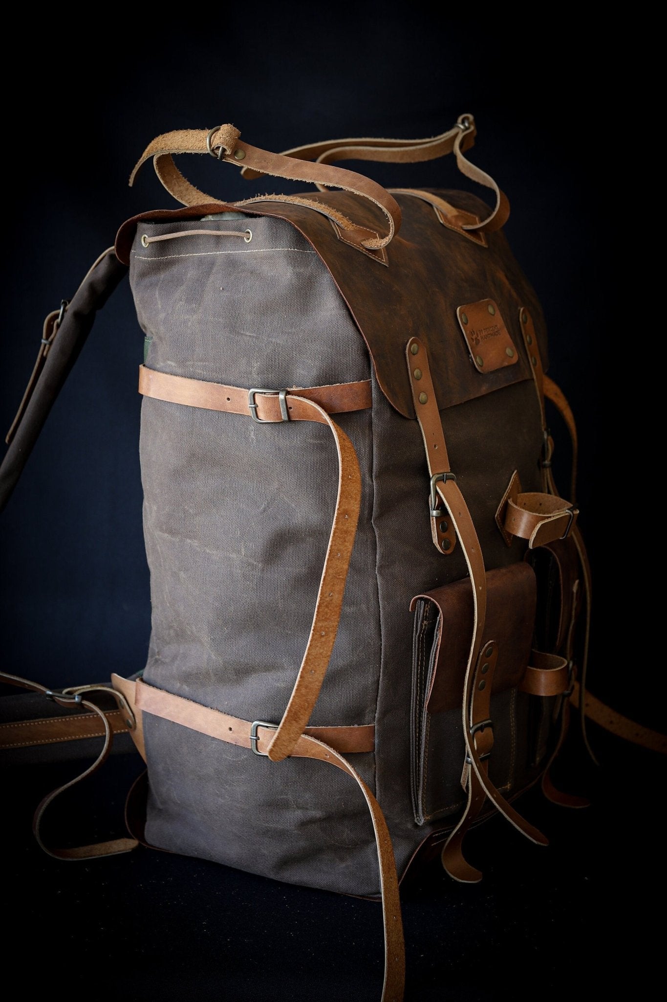 Model Name : Giza Template | Custom Leather-Canvas Backpack with Leather Flap, You can Redesign-Customize the item | 30 Liter to 80 Liter Options bushcraft - camping - hiking backpack 99percenthandmade   