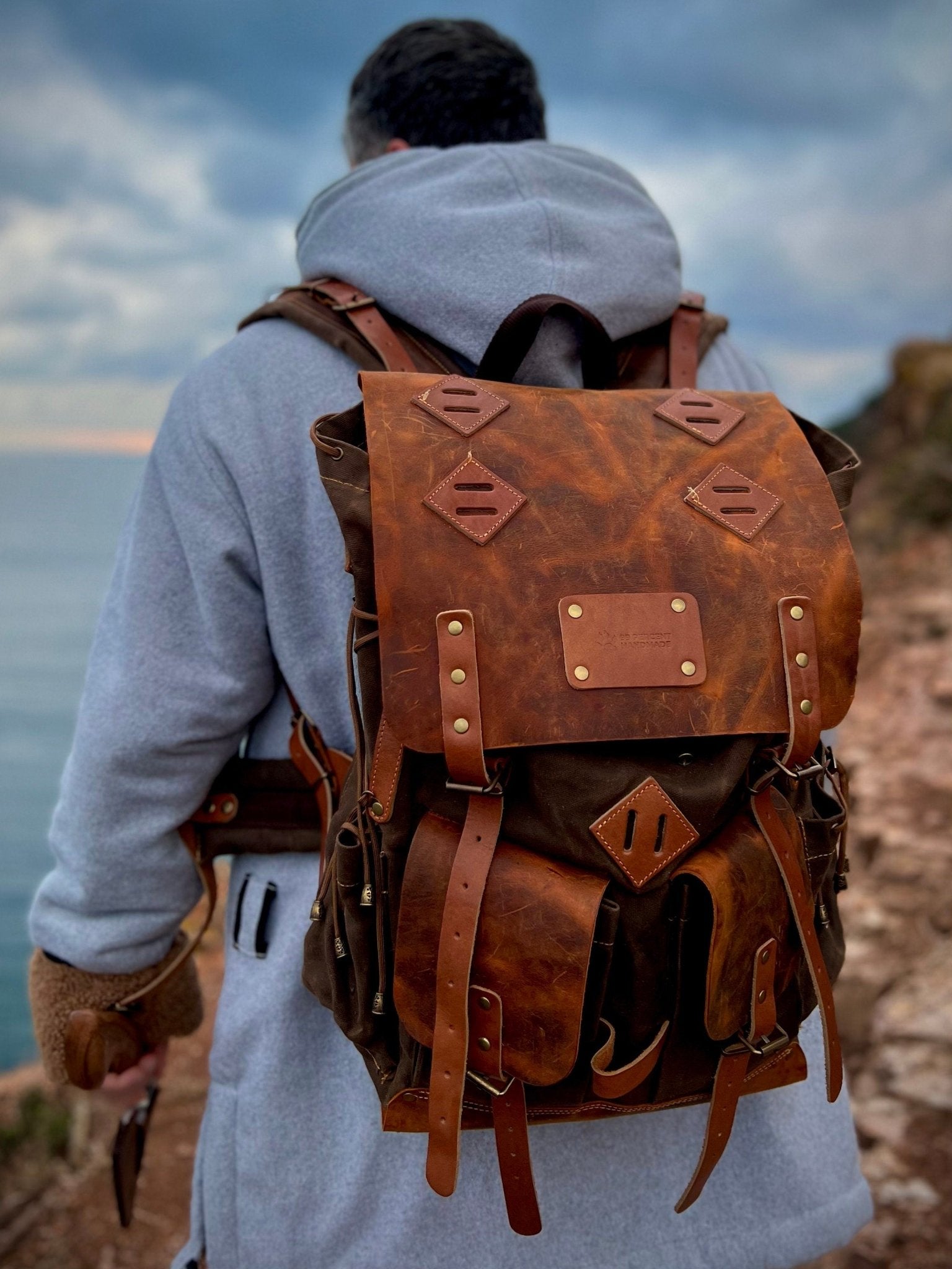 Model Name : Giza Template | Custom Leather-Canvas Backpack with Leather Flap, You can Redesign-Customize the item | 30 Liter to 80 Liter Options bushcraft - camping - hiking backpack 99percenthandmade   