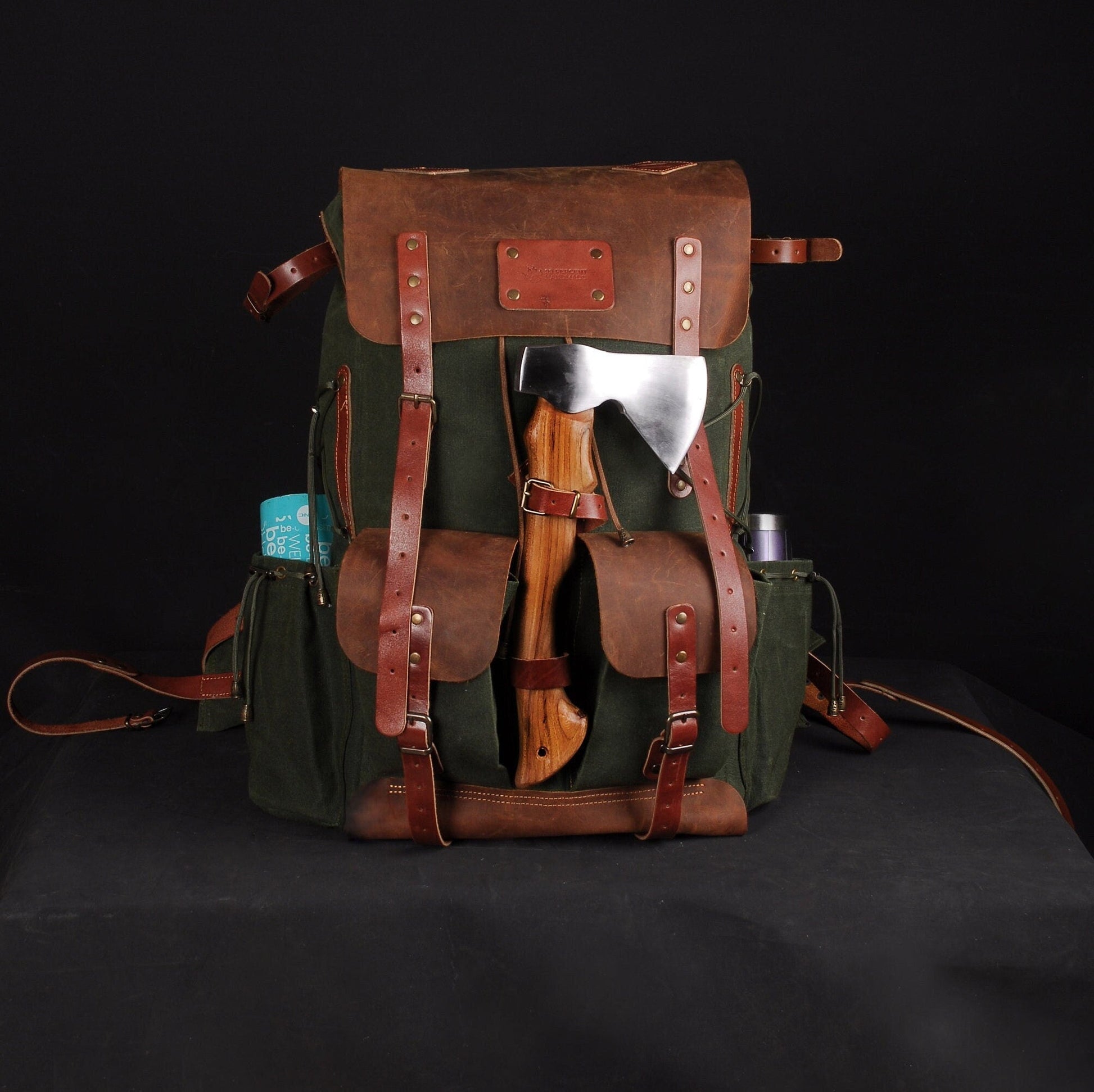 Model Name : Giza Template | Custom Leather-Canvas Backpack with Leather Flap, You can Redesign-Customize the item | 30 Liter to 80 Liter Options bushcraft - camping - hiking backpack 99percenthandmade   