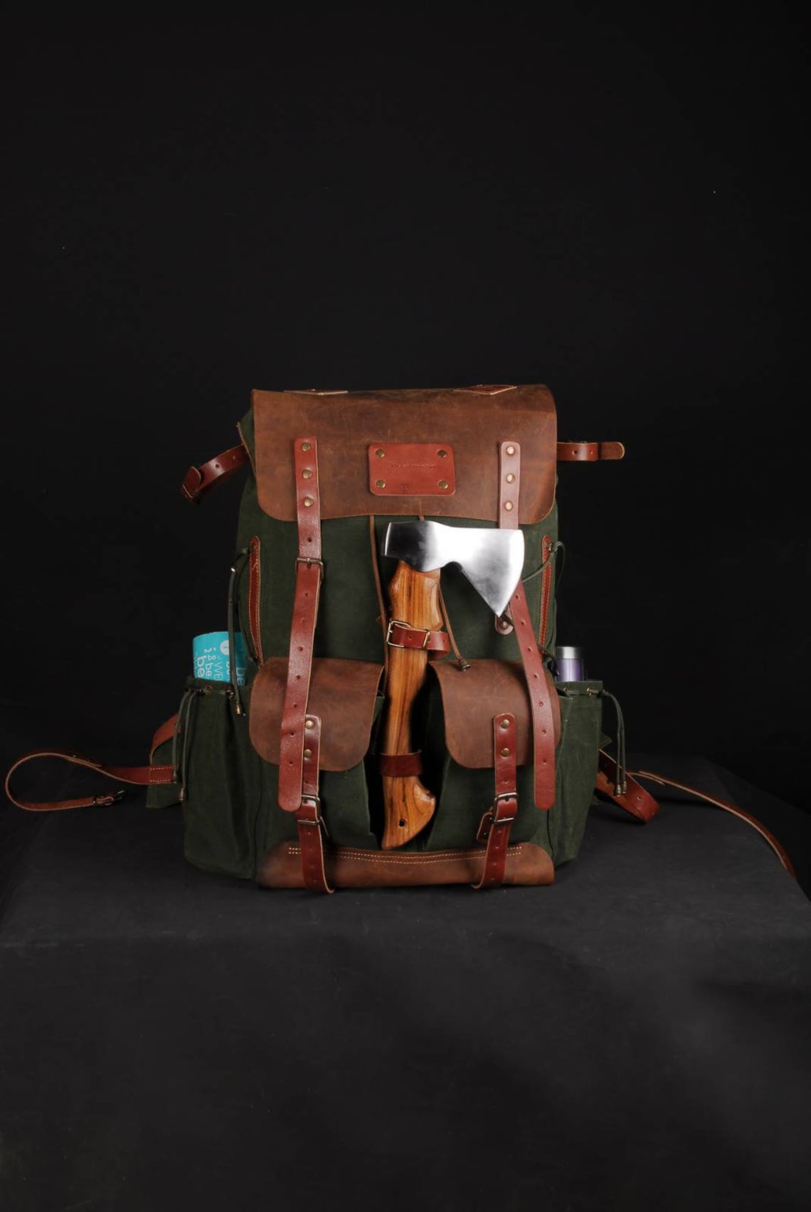 Model Name : Giza Template | Custom Leather-Canvas Backpack with Leather Flap, You can Redesign-Customize the item | 30 Liter to 80 Liter Options bushcraft - camping - hiking backpack 99percenthandmade   