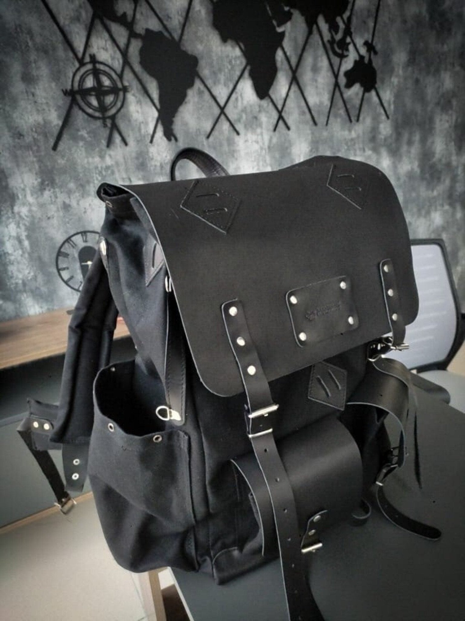 Model Name : Giza Template | Custom Leather-Canvas Backpack with Leather Flap, You can Redesign-Customize the item | 30 Liter to 80 Liter Options bushcraft - camping - hiking backpack 99percenthandmade   