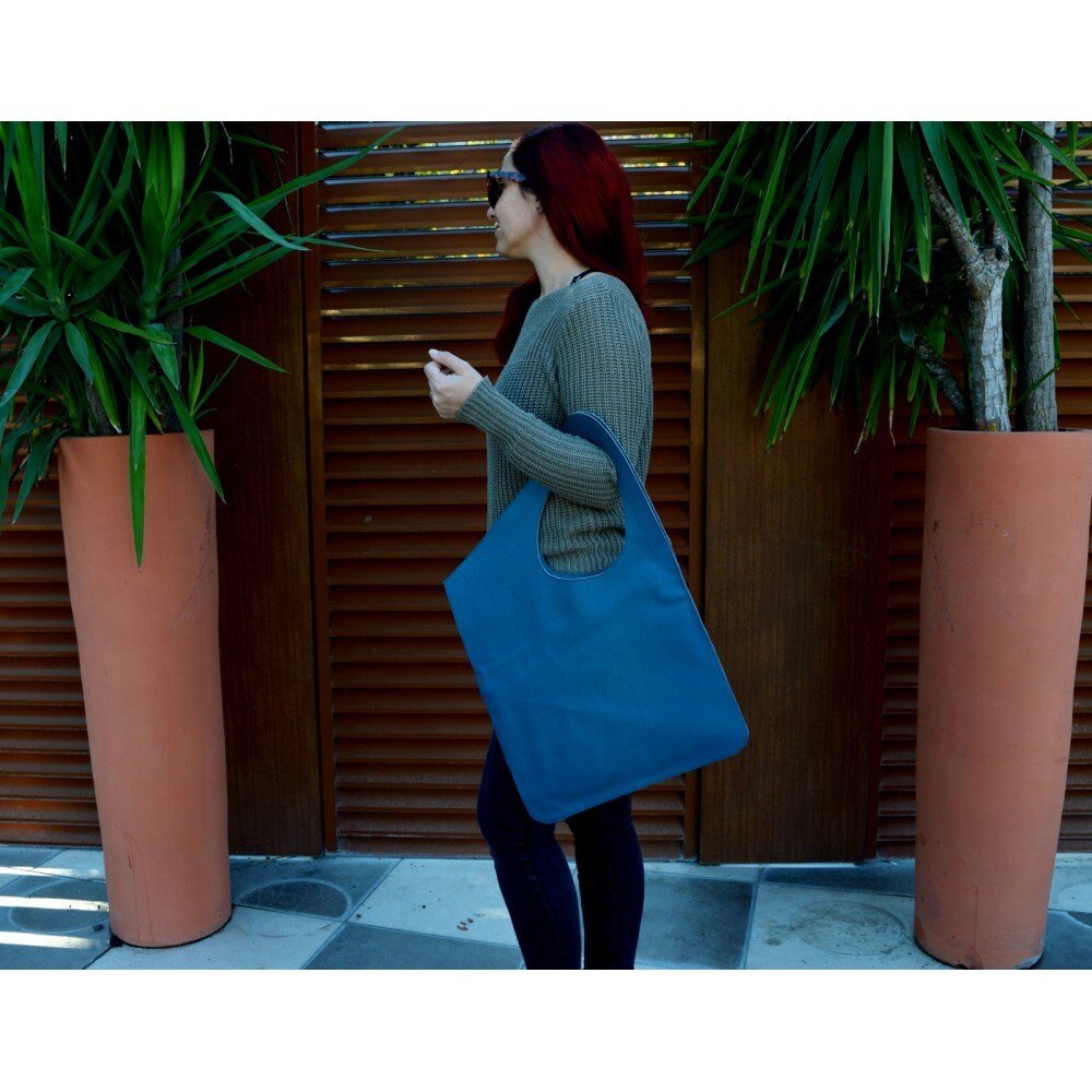 Modern Genuine Leather Handmade  Oversized Asymmetrical Tote bag with wallet, designers elegant bag, daily use | For Special Discont PM Me  99percenthandmade Blue  