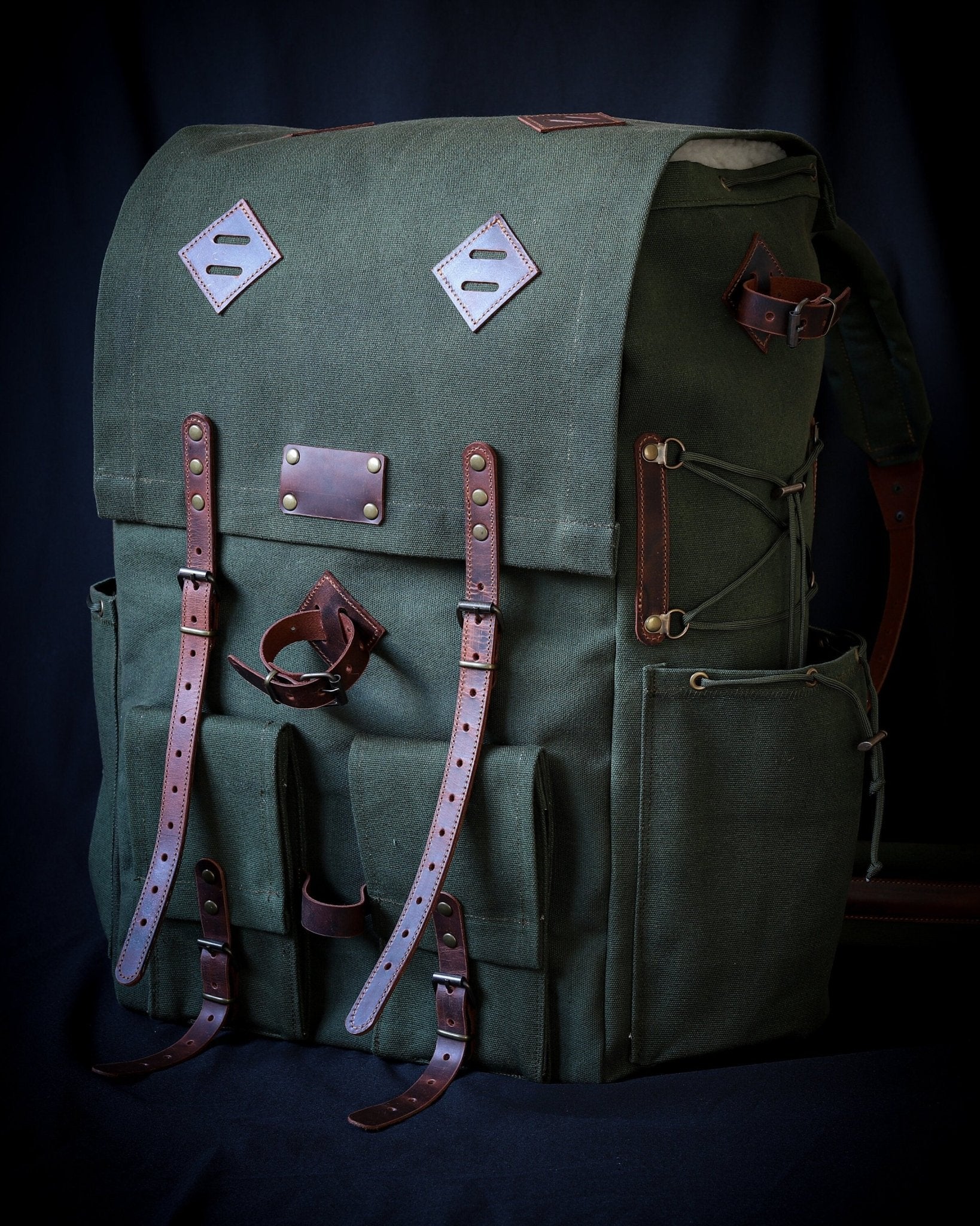 Only 10 Pieces With 3 Colour, Handmade Leather and Waxed Canvas Backpack for Travel, Camping | 50 Liter | Personalization  for your request  99percenthandmade Khaki Green 30 