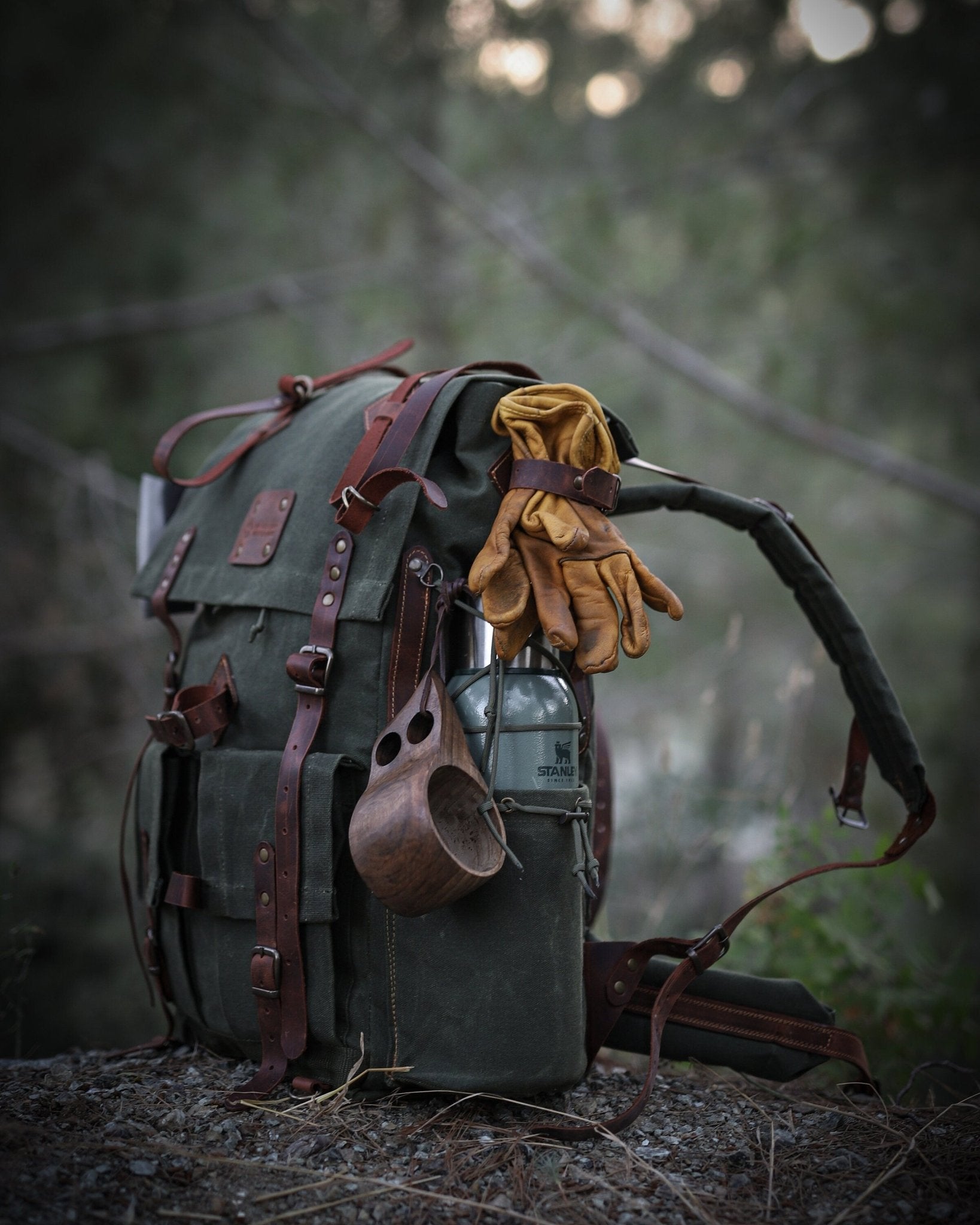 Only 10 Pieces With 3 Colour, Handmade Leather and Waxed Canvas Backpack for Travel, Camping