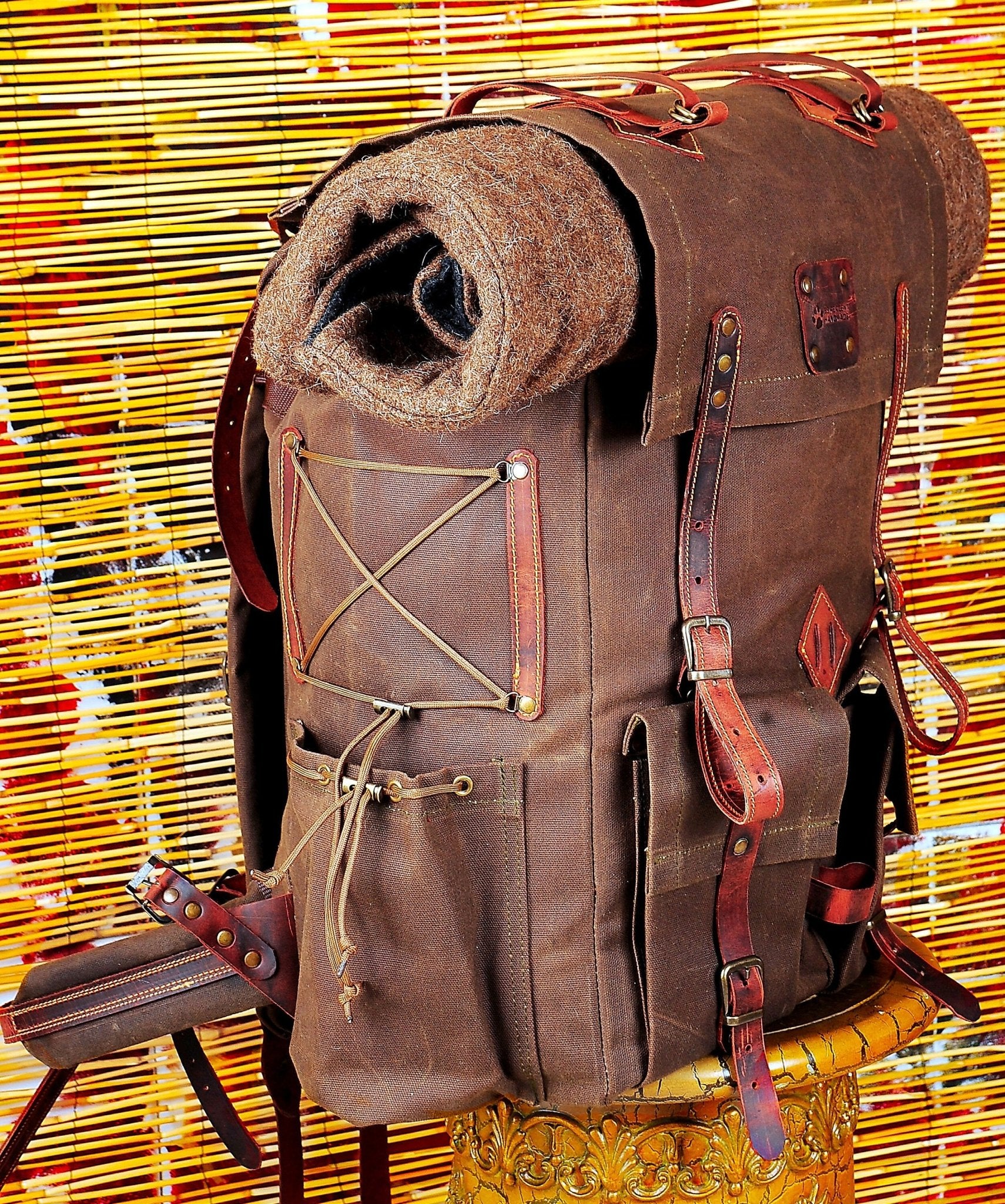 Only 10 Pieces With 3 Colour, Handmade Leather and Waxed Canvas Backpack for Travel, Camping | 50 Liter | Personalization  for your request  99percenthandmade   