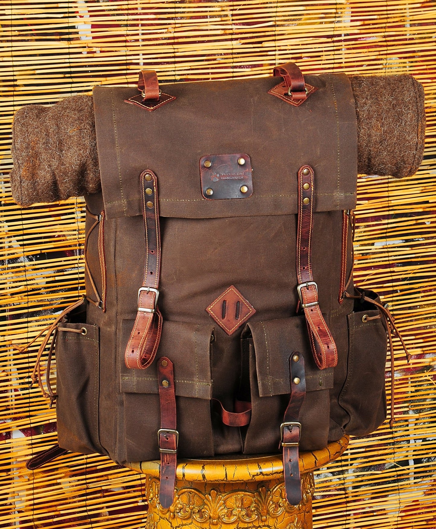 Only 10 Pieces With 3 Colour, Handmade Leather and Waxed Canvas Backpack for Travel, Camping | 50 Liter | Personalization  for your request  99percenthandmade Brown 30 
