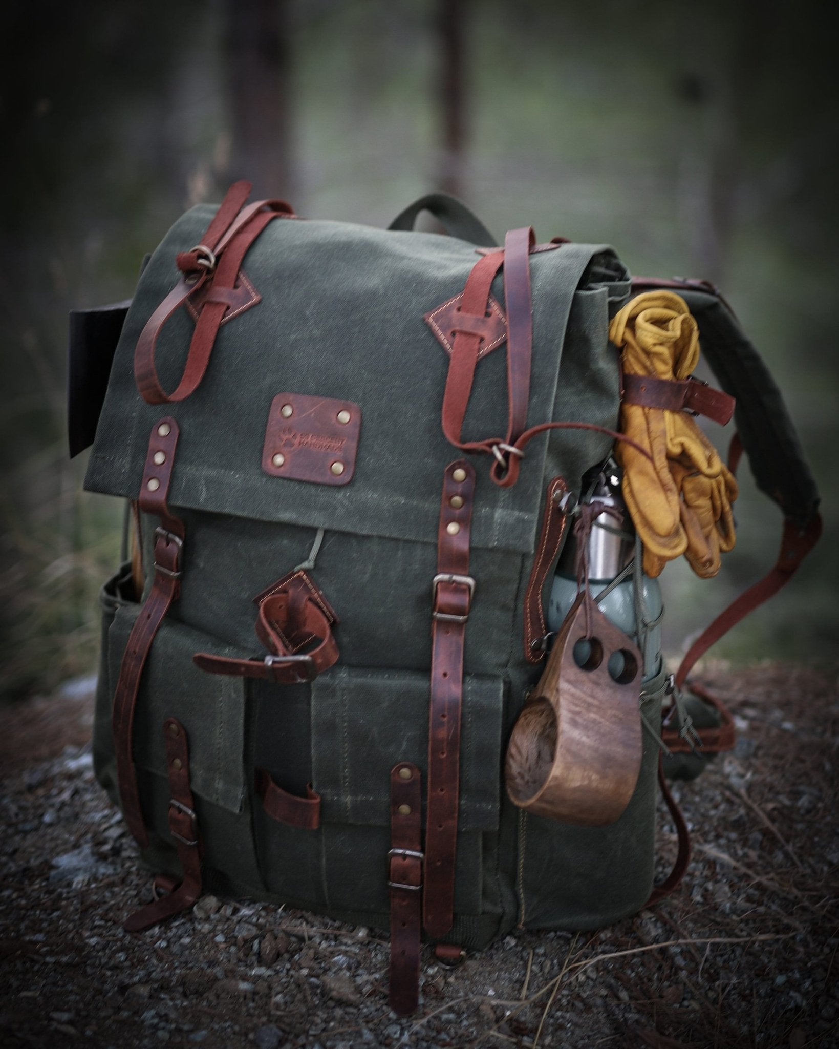 Only 10 Pieces With 3 Colour, Handmade Leather and Waxed Canvas Backpack for Travel, Camping | 50 Liter | Personalization  for your request  99percenthandmade   