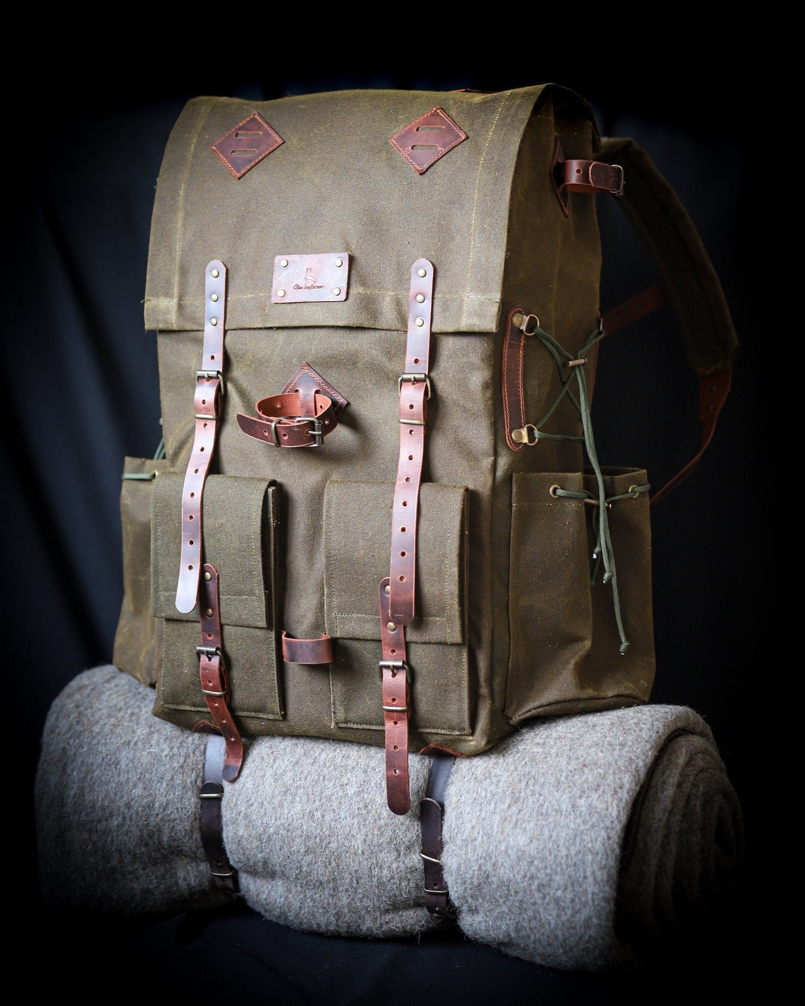 Only 10 Pieces With 3 Colour, Handmade Leather and Waxed Canvas Backpack for Travel, Camping | 50 Liter | Personalization  for your request bushcraft - camping - hiking backpack 99percenthandmade   