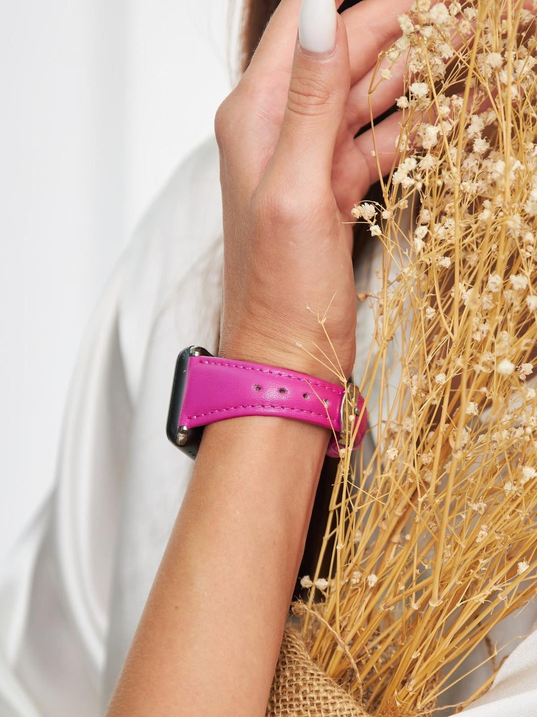 Pink Leather Apple Watch Slim Strap  99percenthandmade   