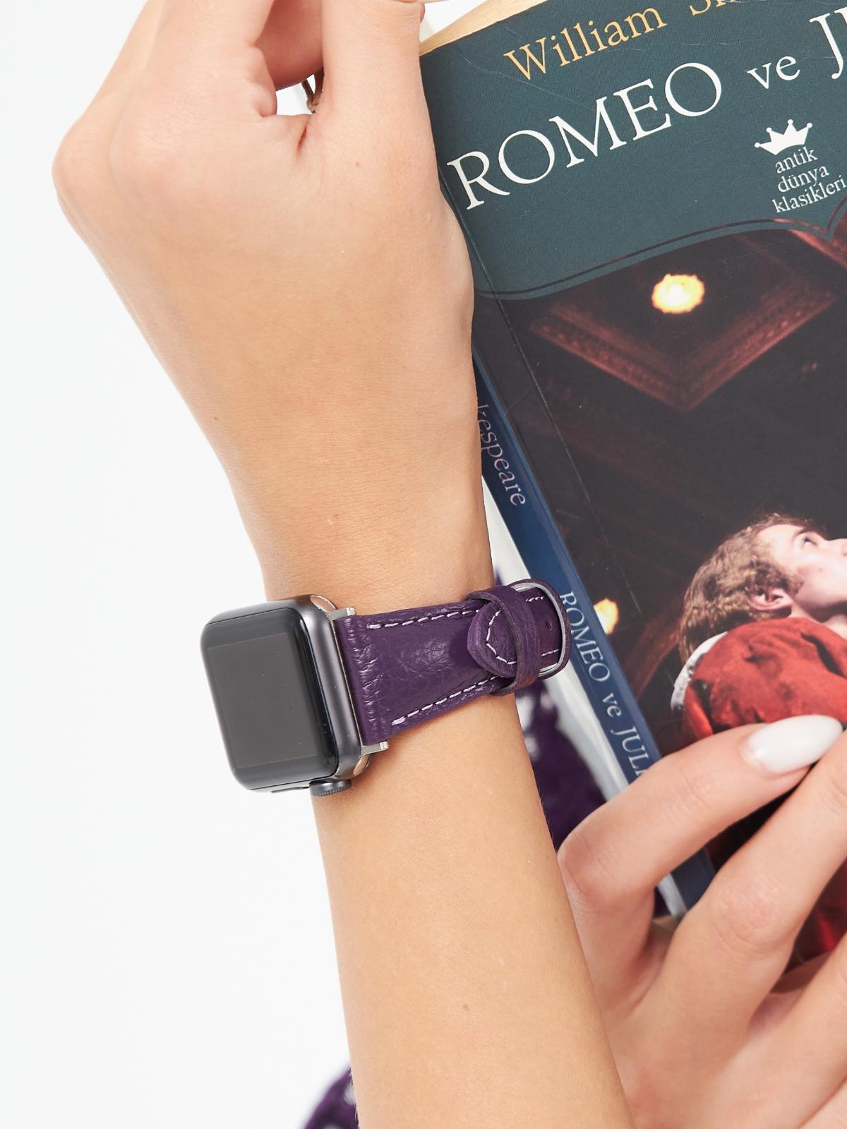 Purple Leather Apple Watch Extra Slim Strap  99percenthandmade   