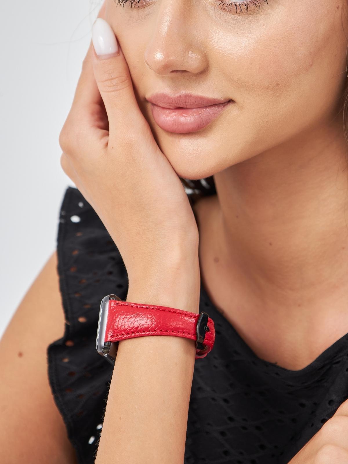 Red Leather Apple Watch Extra Slim Strap  99percenthandmade   