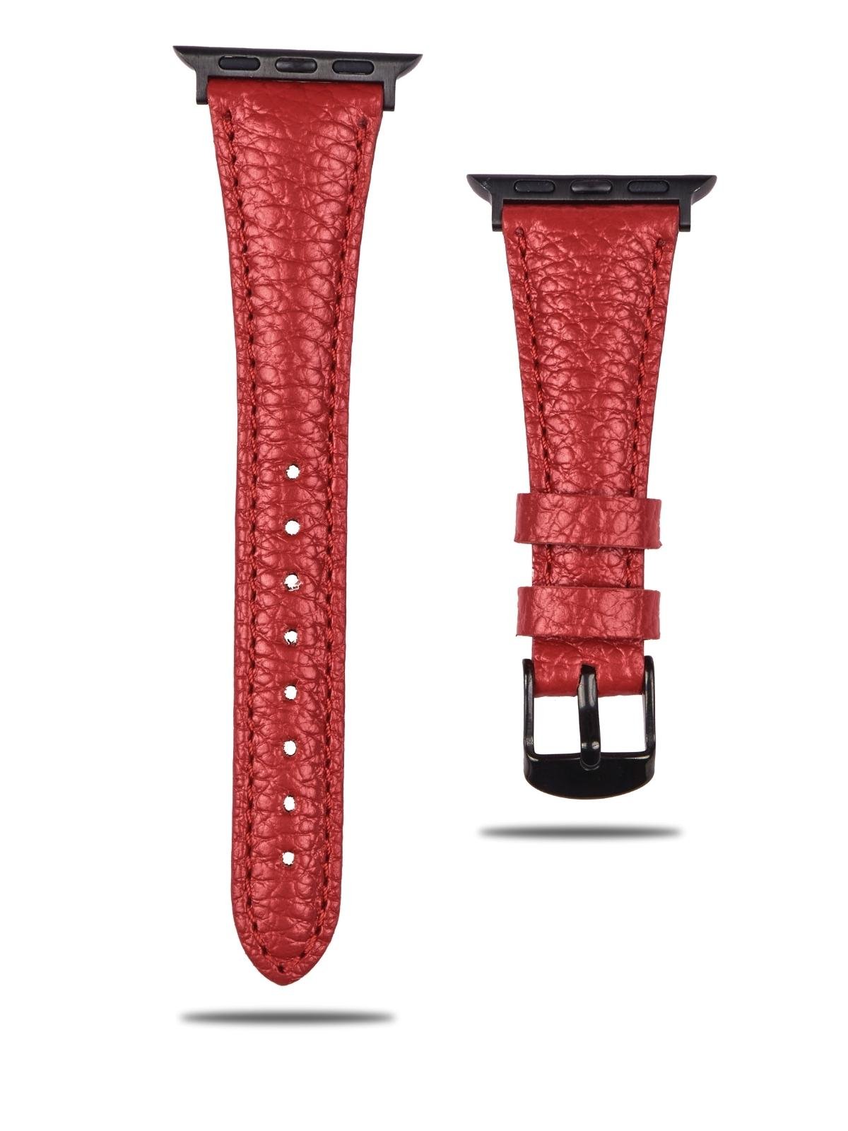 Red Leather Apple Watch Extra Slim Strap  99percenthandmade   