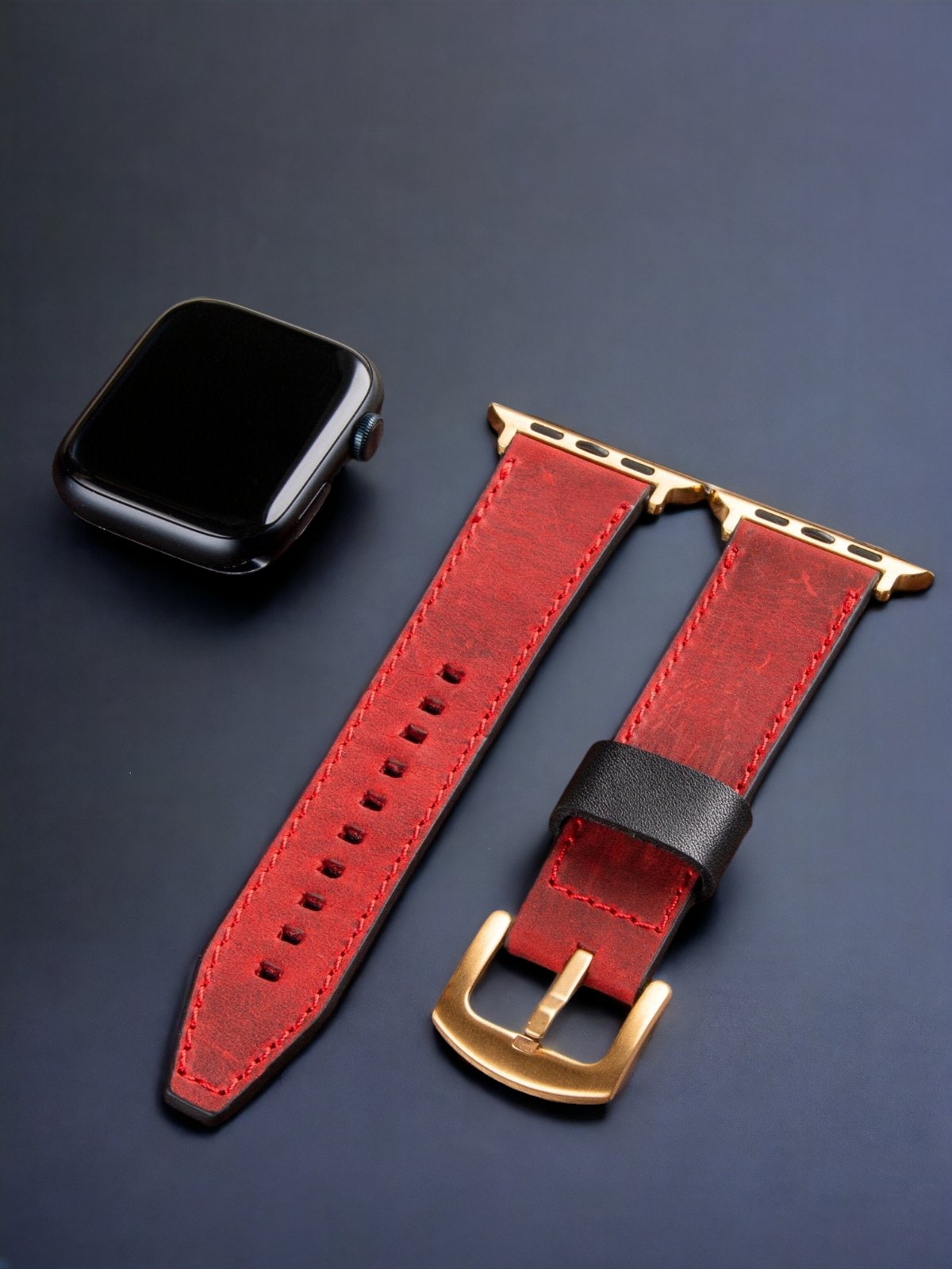 Red Leather Apple Watch Extra Strap  99percenthandmade   