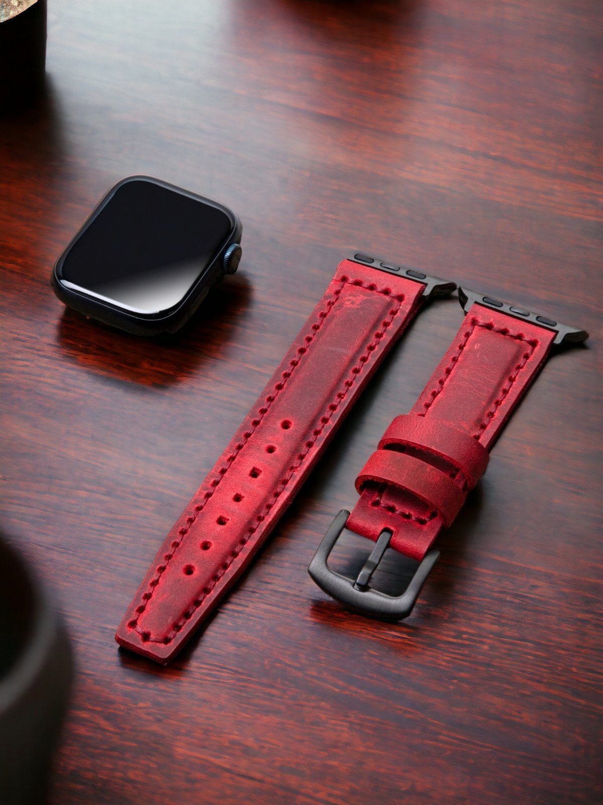 Red Leather Apple Watch Extra Strap  99percenthandmade   