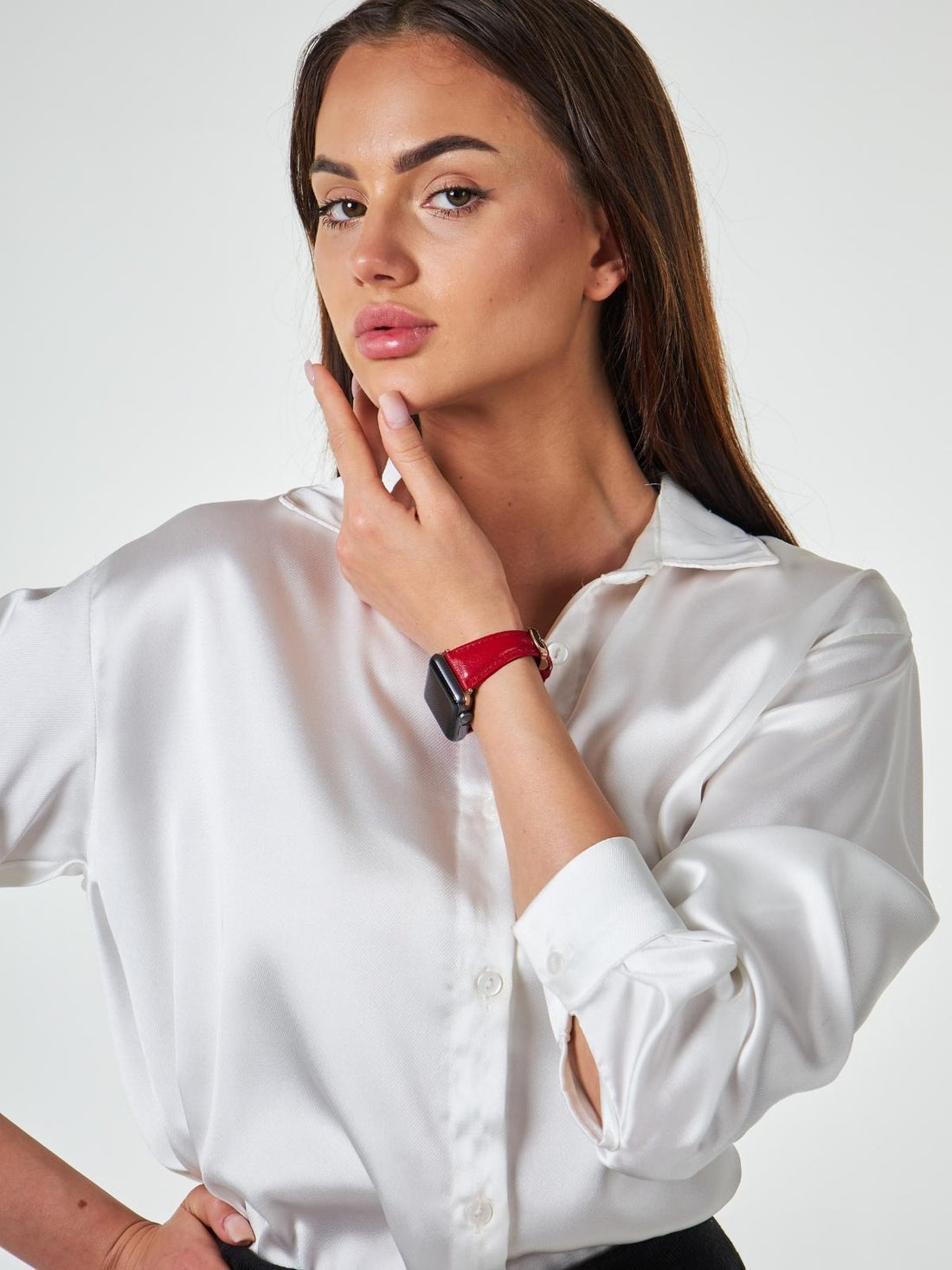 Red Leather Apple Watch Slim Strap  99percenthandmade   