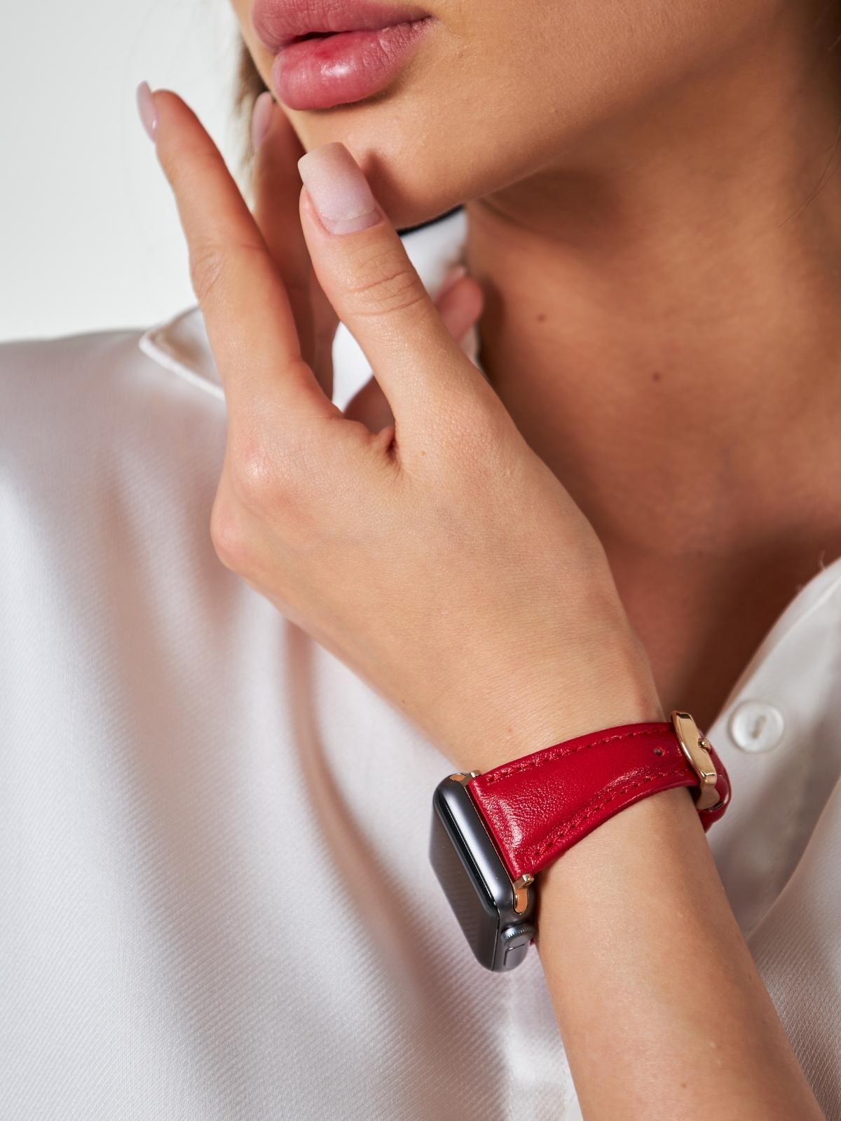 Red Leather Apple Watch Slim Strap  99percenthandmade   