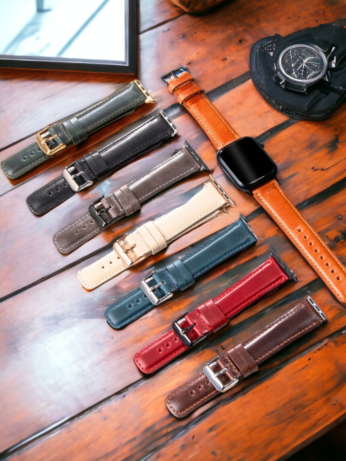 Red Leather Apple Watch Strap  99percenthandmade   