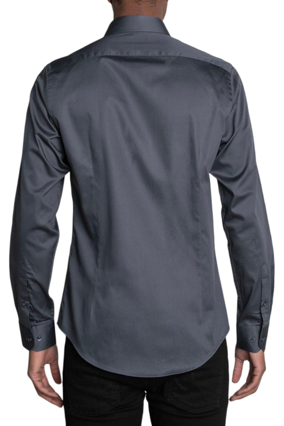 Slim Fit Long Sleeve Cotton Satin Anthracite Shirt 99percenthandmade   