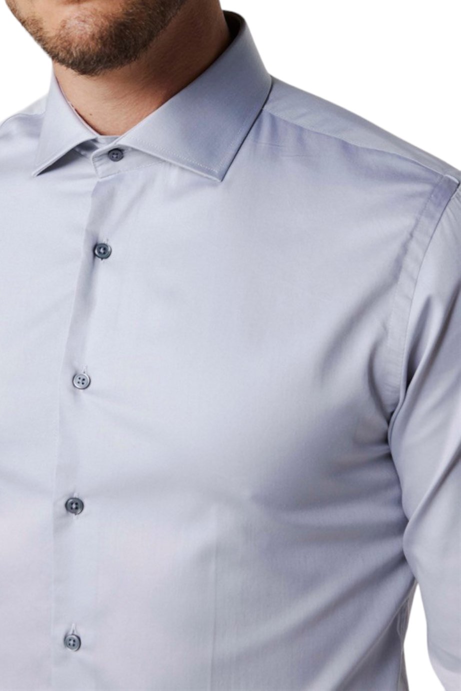 Slim Fit Long Sleeve Cotton Satin Grey Shirt 99percenthandmade   
