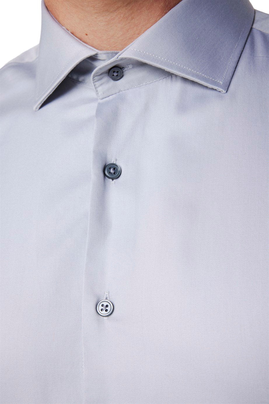 Slim Fit Long Sleeve Cotton Satin Grey Shirt 99percenthandmade   