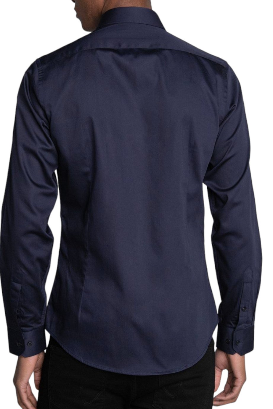 Slim Fit Long Sleeve Cotton Satin Light Navy blue Shirt 99percenthandmade   