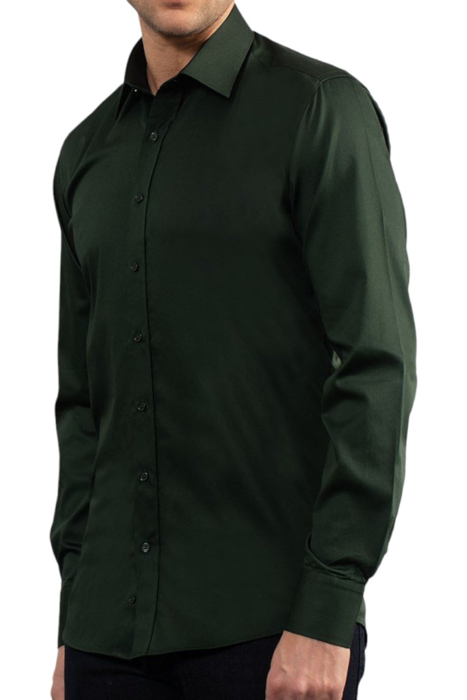 Slim Fit Long Sleeve Satin Green Shirt 99percenthandmade   