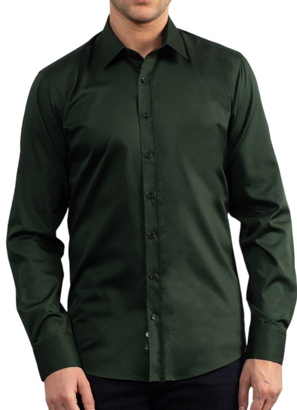 Slim Fit Long Sleeve Satin Green Shirt 99percenthandmade   