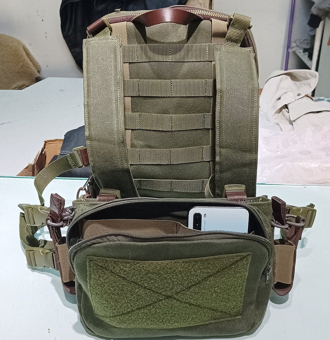 Tactical Chest Bag Chest rig Flatpack Set, Handmade leather and canvas  99percenthandmade   
