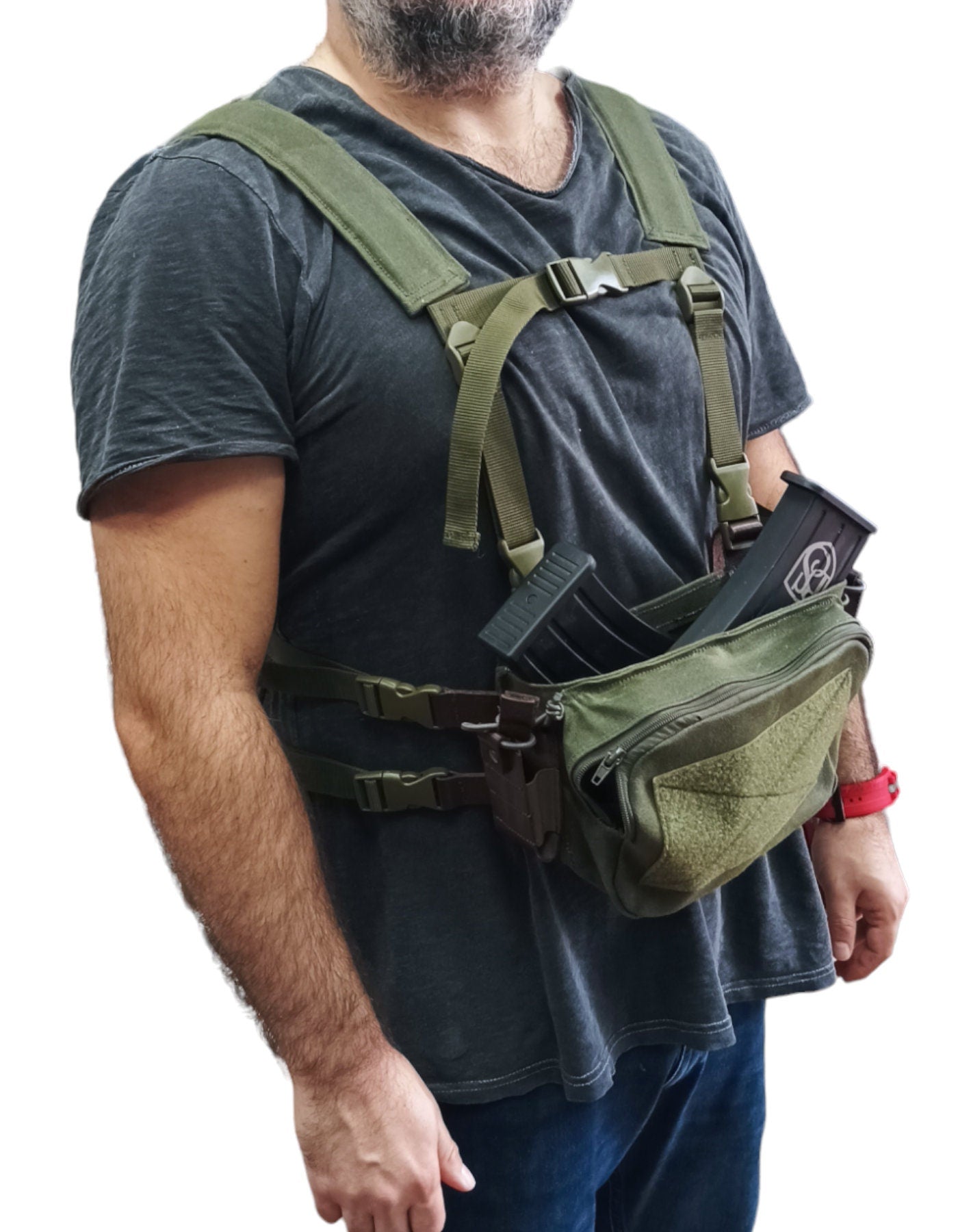 Chest Rig With Backpack Tactical Chest Bag Chest rig Flatpack Set, Handmade leather and canvas