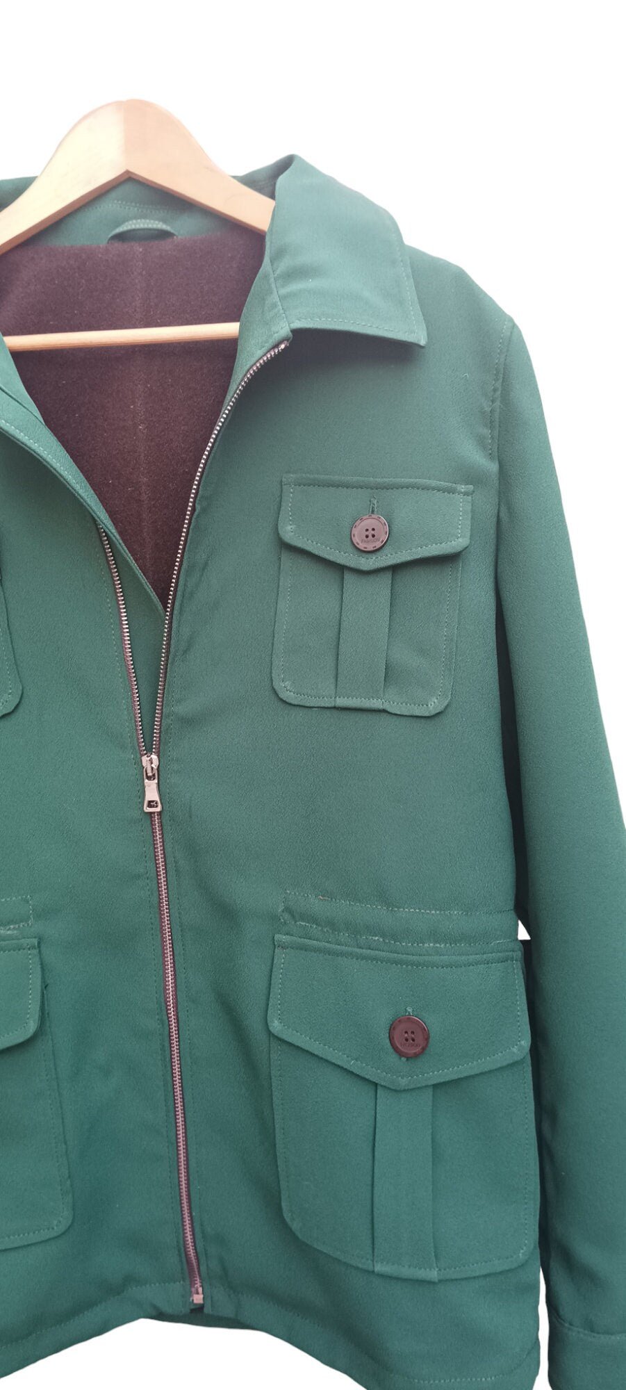 Tailored to Your Size Green Wool Silk Jacket inside is Flannel cotton  99percenthandmade   