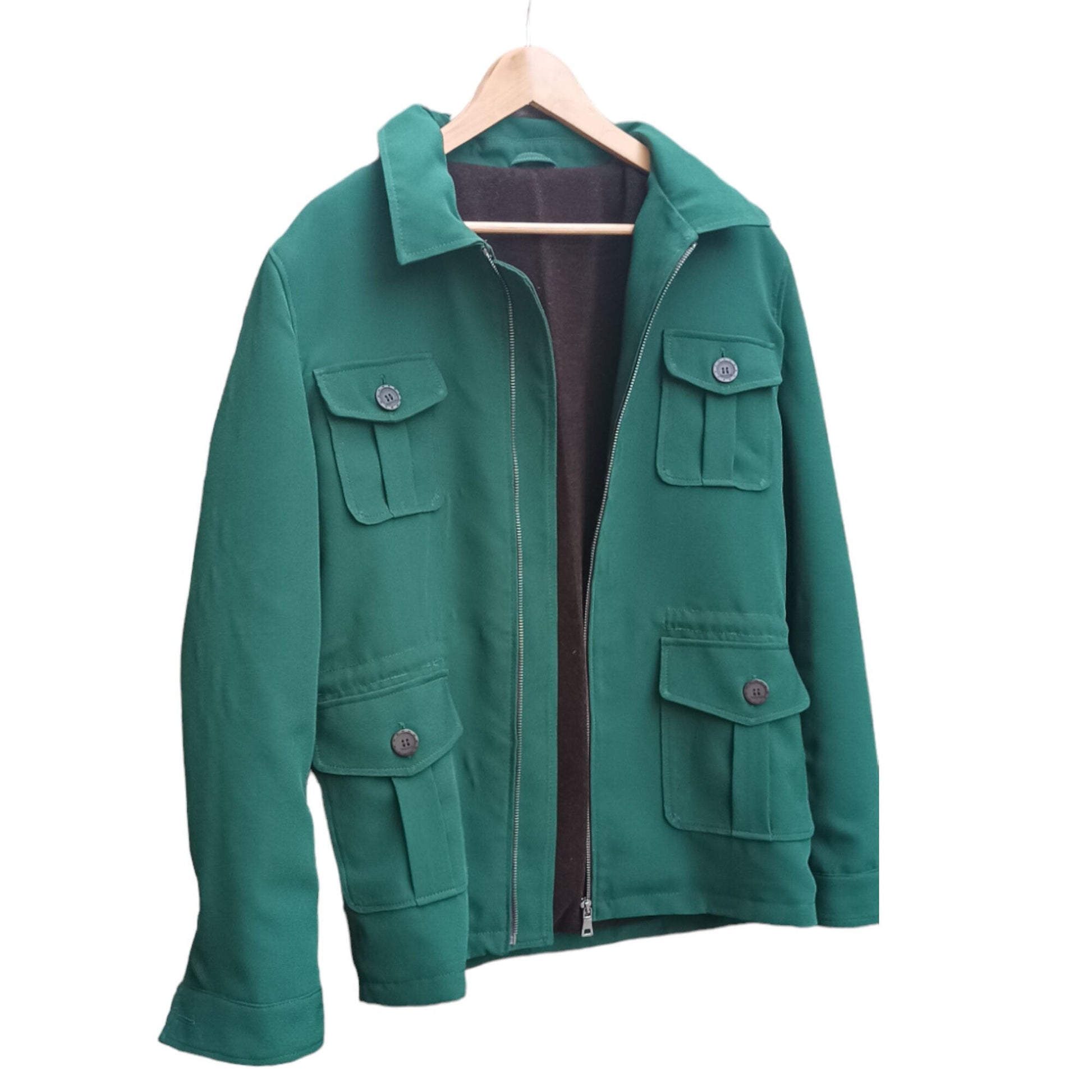 Tailored to Your Size Green Wool Silk Jacket inside is Flannel cotton  99percenthandmade   