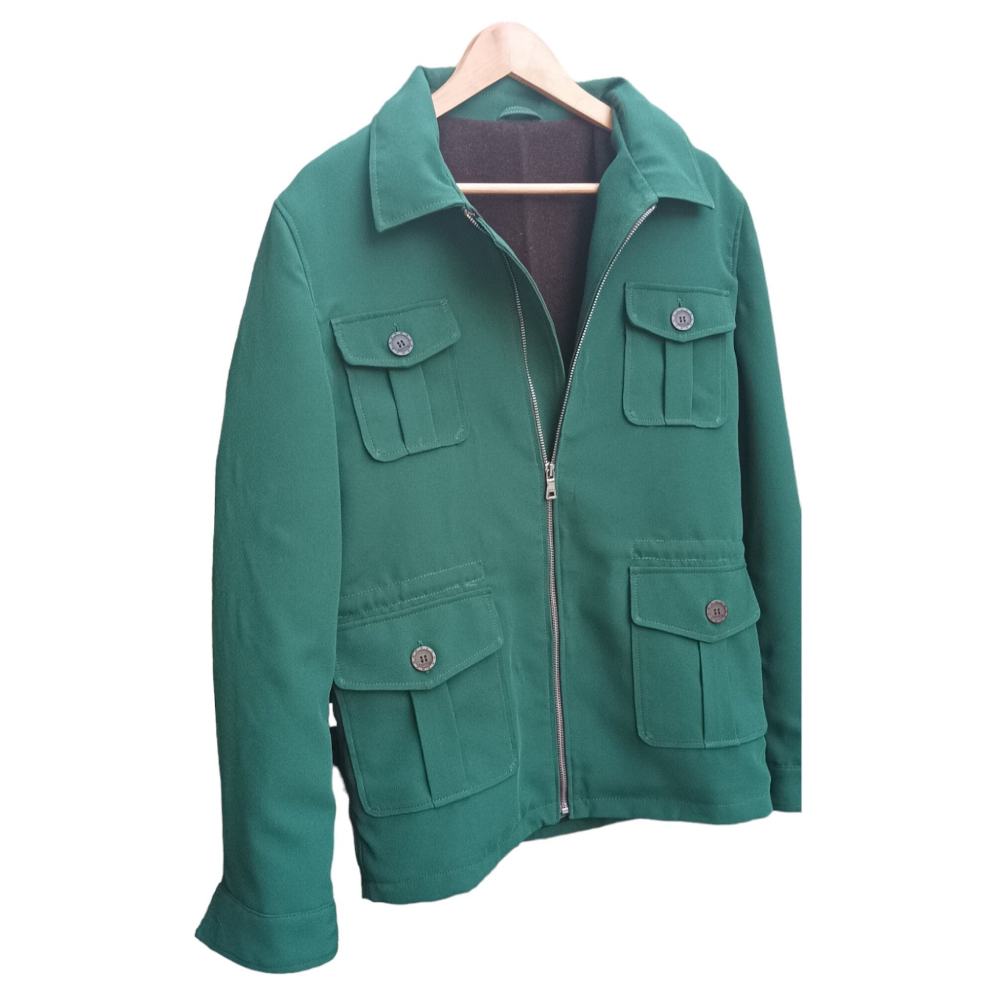 Tailored to Your Size Green Wool Silk Jacket inside is Flannel cotton  99percenthandmade   