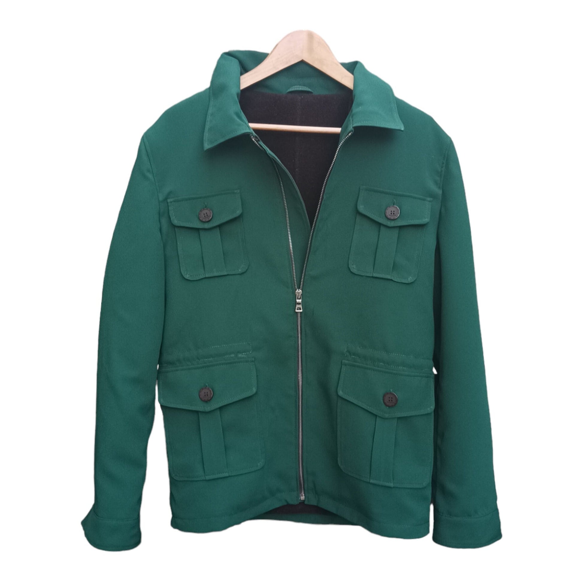 Tailored to Your Size Green Wool Silk Jacket inside is Flannel cotton  99percenthandmade   