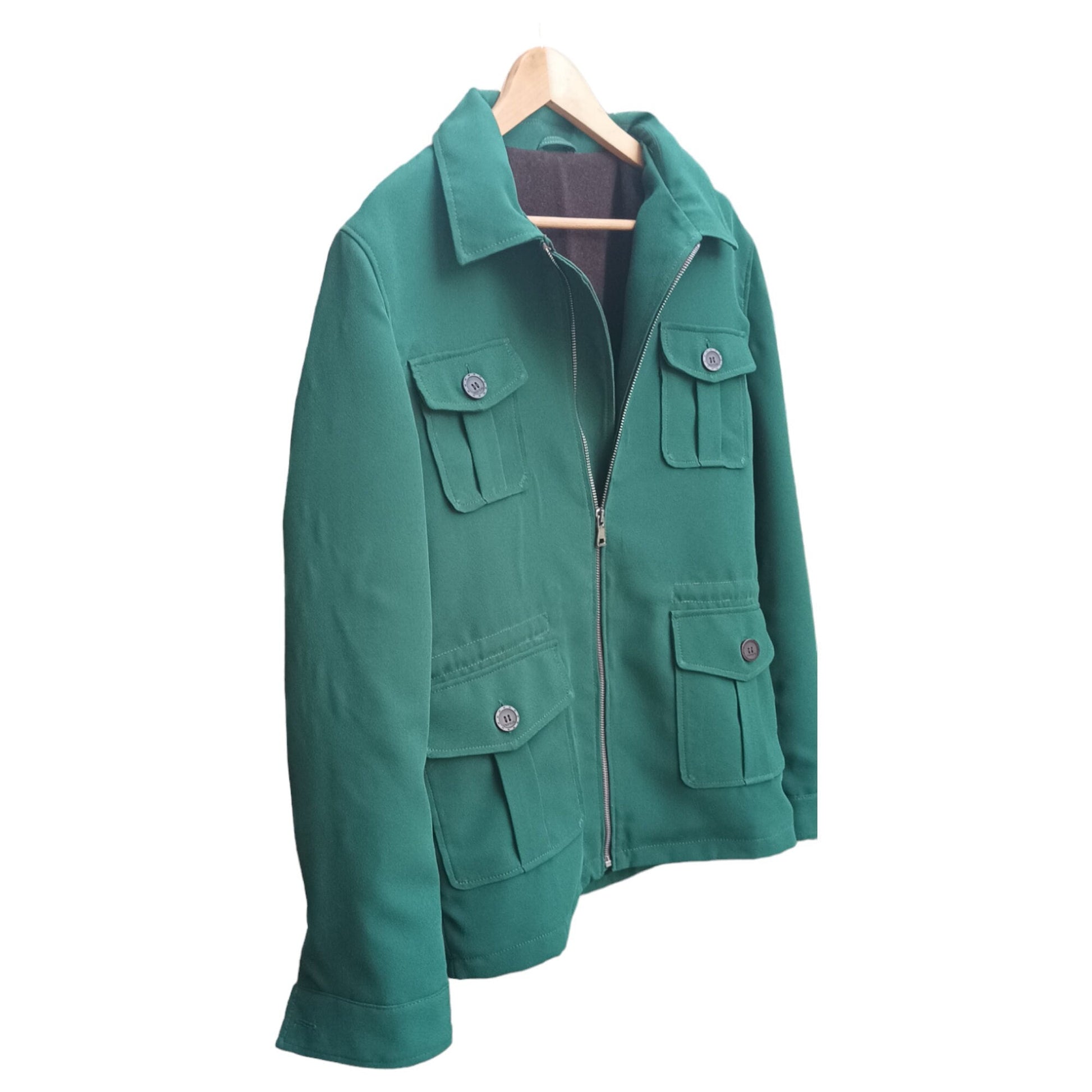 Tailored to Your Size Green Wool Silk Jacket inside is Flannel cotton  99percenthandmade   