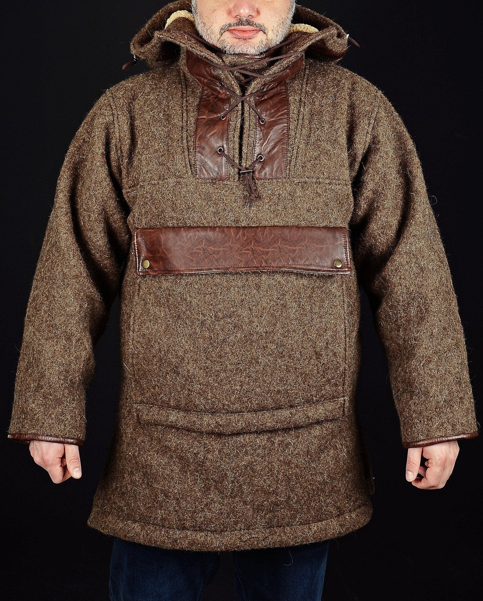 Tailormade Bespoke Brown Anorak with leather details | You will be ready for adventure | Best Protection For Cold, Full Handmade  99percenthandmade   