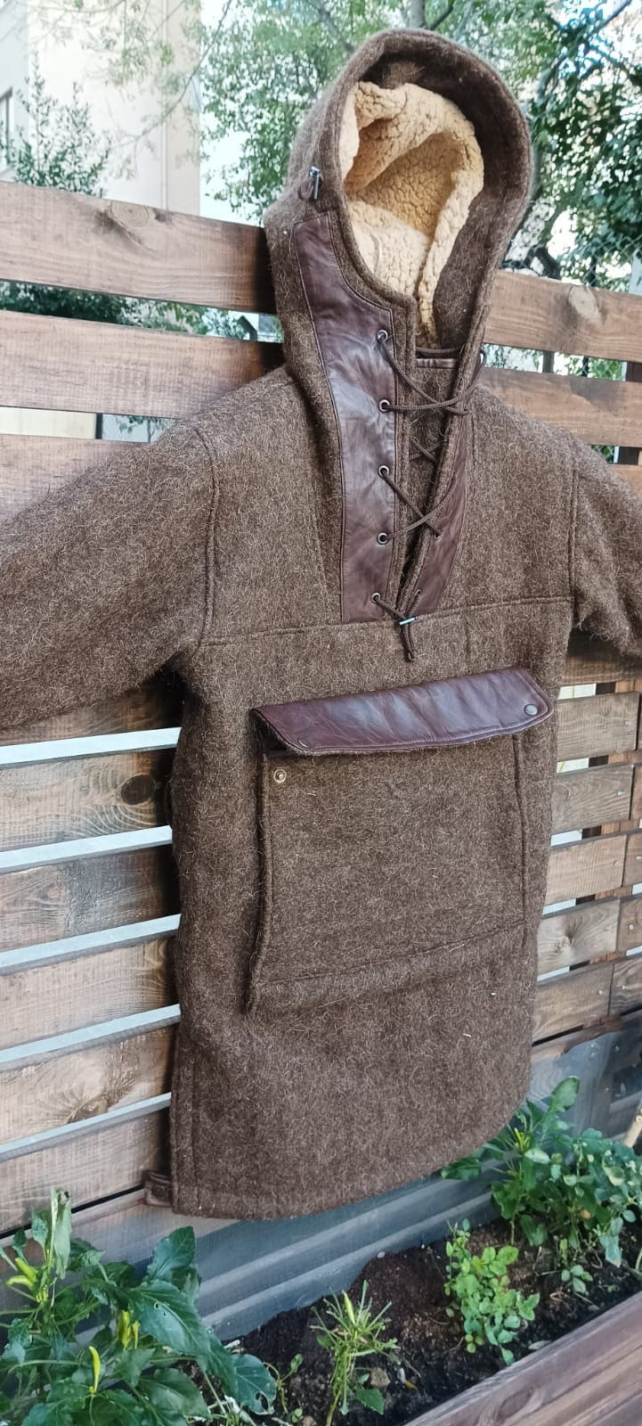 Tailormade Bespoke Brown Anorak with leather details, You will be ready for adventure, Best Protection For Cold, Full Handmade  99percenthandmade   