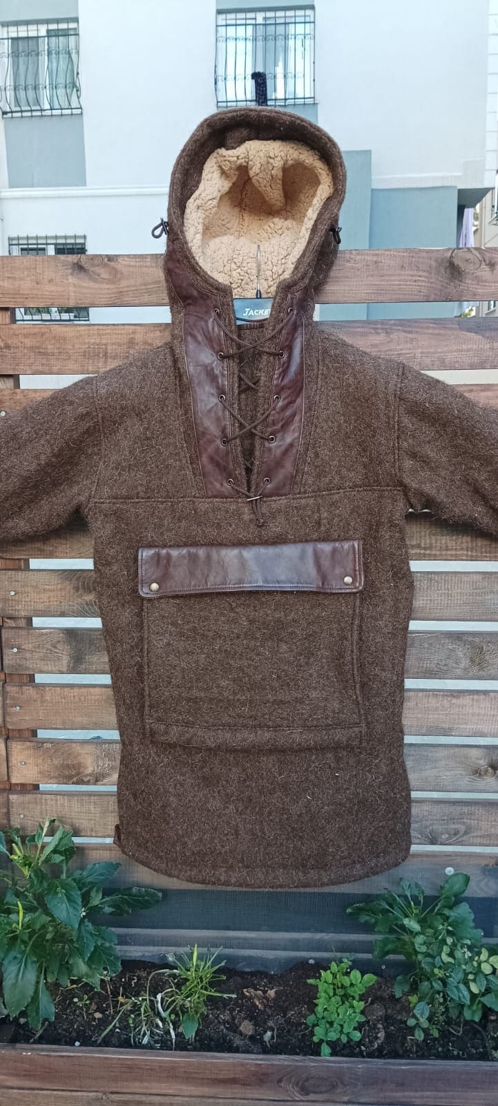 Tailormade Bespoke Brown Anorak with leather details, You will be ready for adventure, Best Protection For Cold, Full Handmade  99percenthandmade   