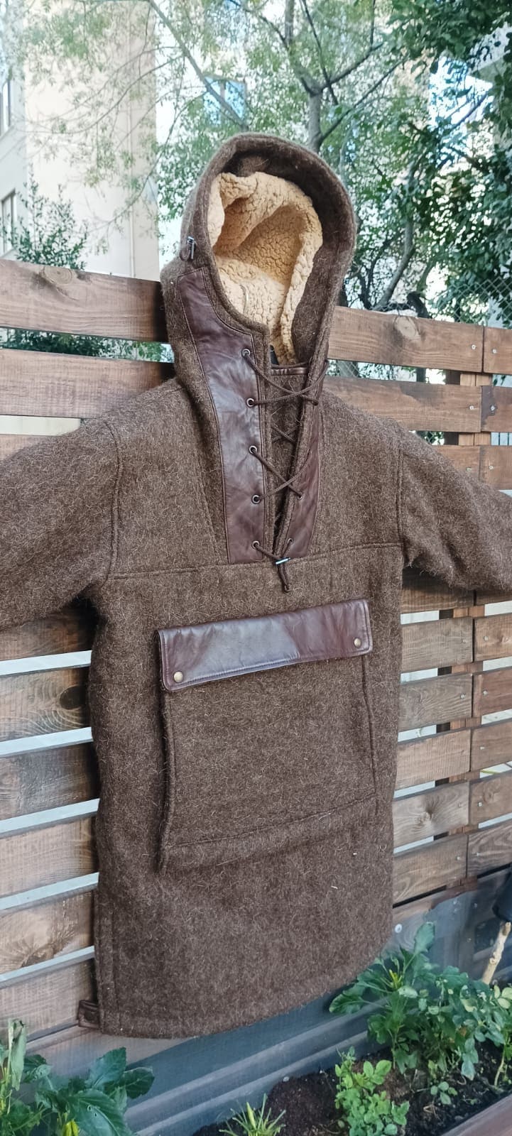 Tailormade Bespoke Brown Anorak with leather details, You will be ready for adventure, Best Protection For Cold, Full Handmade  99percenthandmade   