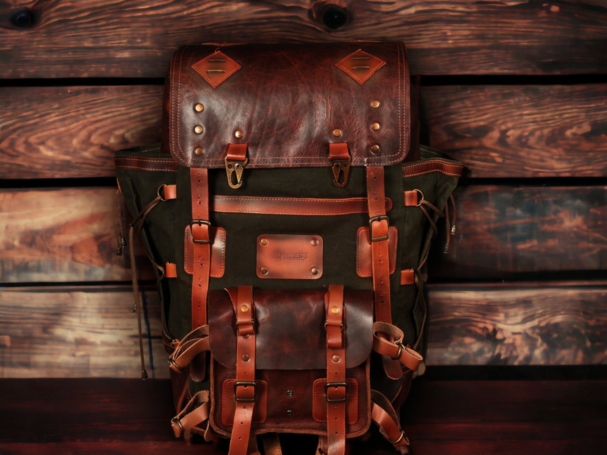 Travel Backpack | Camping Backpack | Handmade Leather Canvas Bushcraft Backpack | Daypack-Travel-Camping-Bushcraft | 45 L | Personalization  99percenthandmade   