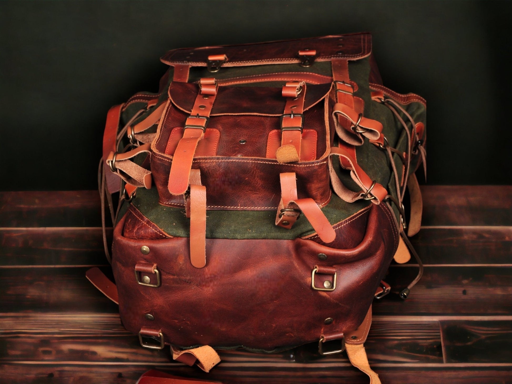 Travel Backpack | Camping Backpack | Handmade Leather Canvas Bushcraft Backpack | Daypack-Travel-Camping-Bushcraft | 45 L | Personalization  99percenthandmade   