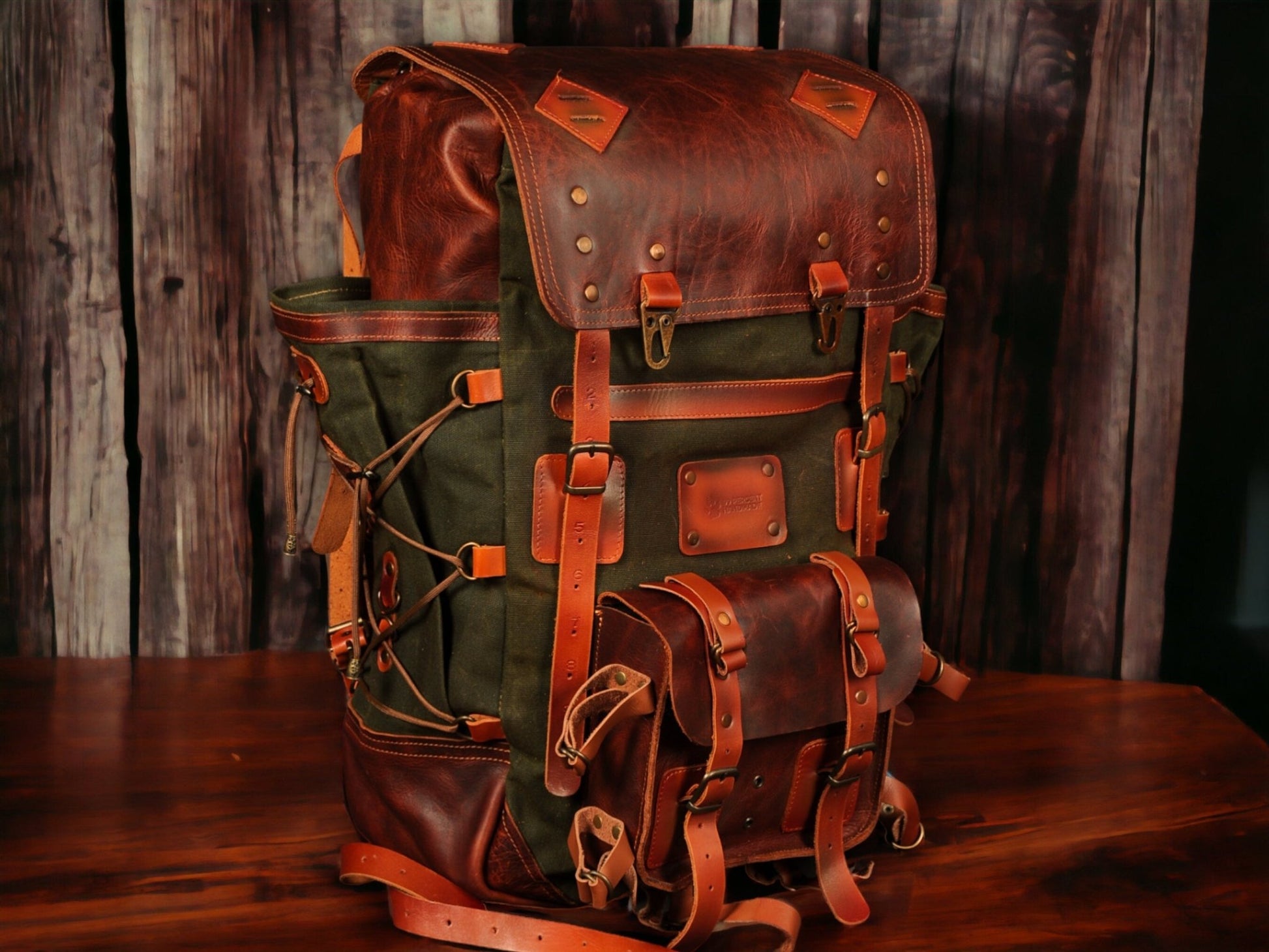 Travel Backpack | Camping Backpack | Handmade Leather Canvas Bushcraft Backpack | Daypack-Travel-Camping-Bushcraft | 45 L | Personalization  99percenthandmade   
